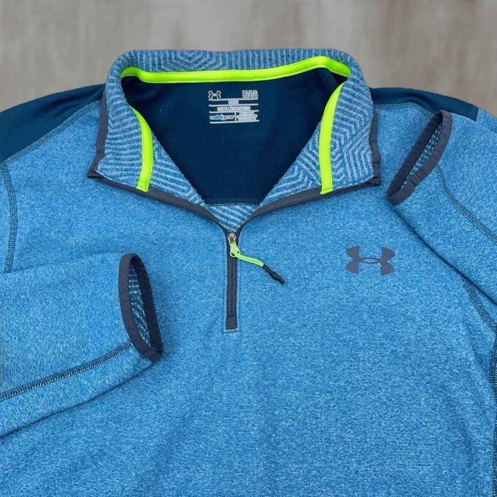 Under Armour Under Armour Sweatshirt Men Large Blue Pullover Thermal 1/4 Zip Moisture Wicking All Seasons Regular Sleeve Long Mock Neck Golf Sports Classic Shirt Size US L / EU 52-54 / 3 - 1 Thumbnail
