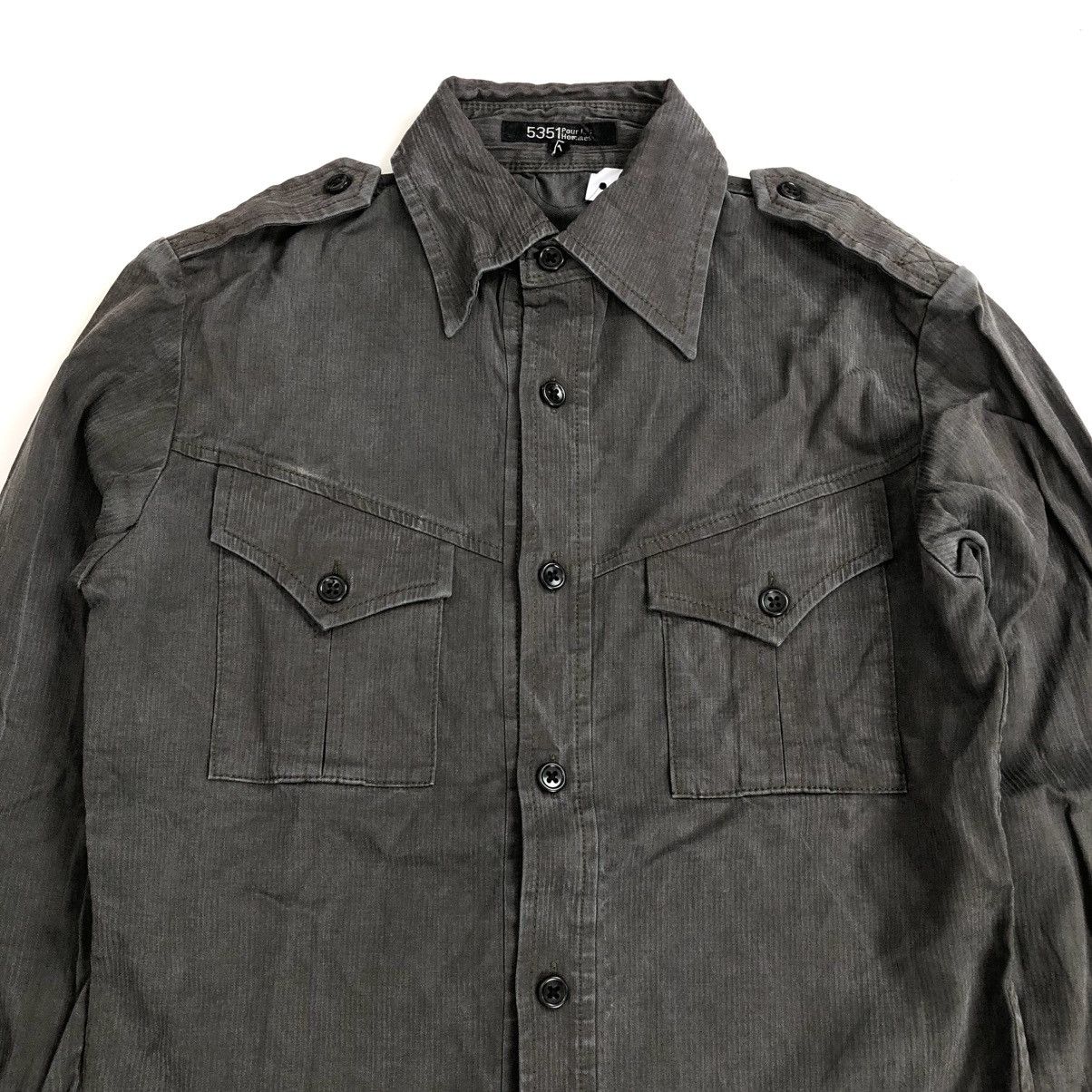 5351 POUR LES HOMMES × Japanese Brand × Vintage Vintage 5351 Pour Les Hommes Military Olive Green Shirt Size US M / EU 48-50 / 2 - 2 Thumbnail