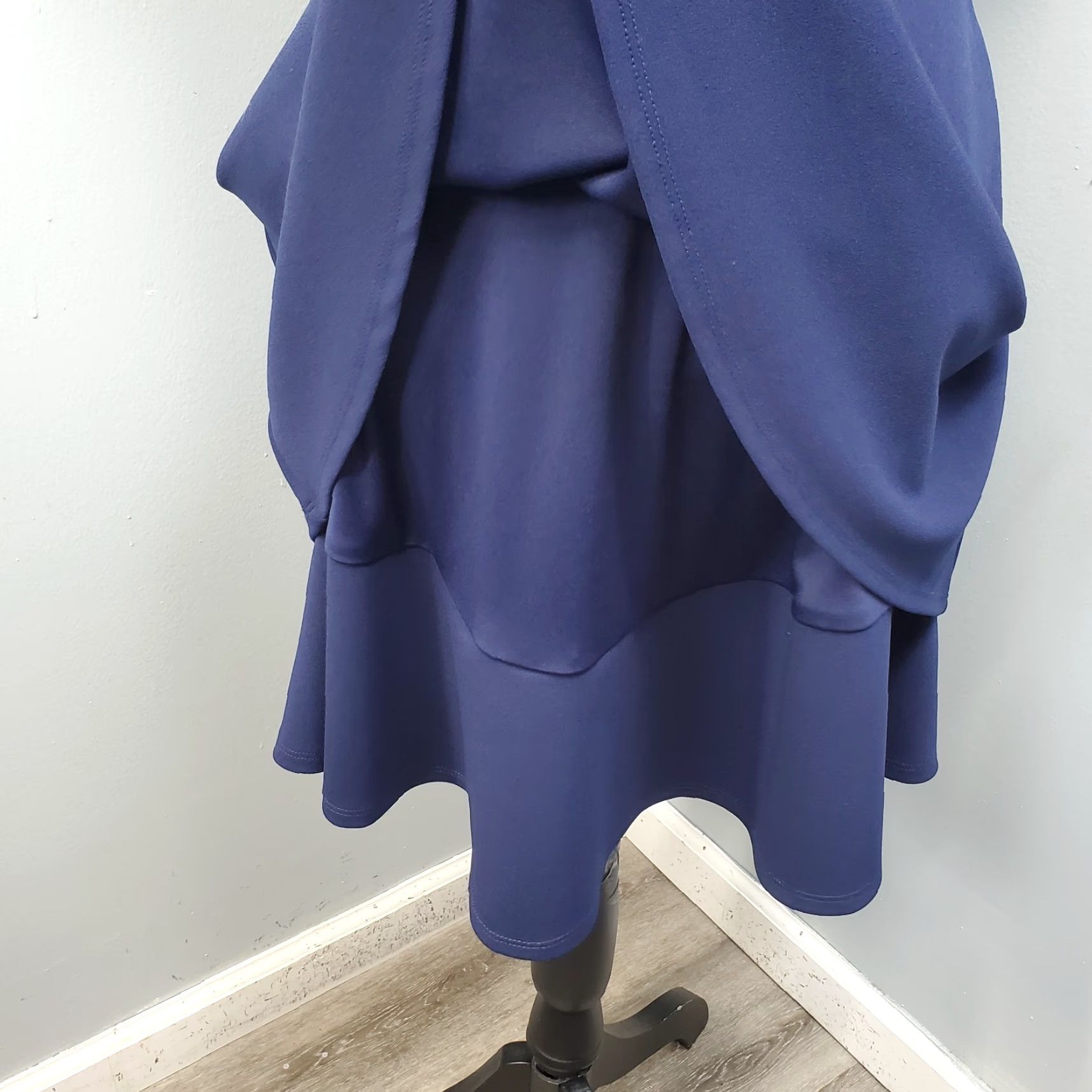 Vintage B. Darlin Womens Navy Cap Sleeve Mini Dress 13/14 Lined Back Zip V-Neck Short Dress Size XL / US 12-14 / IT 48-50 - 7 Thumbnail