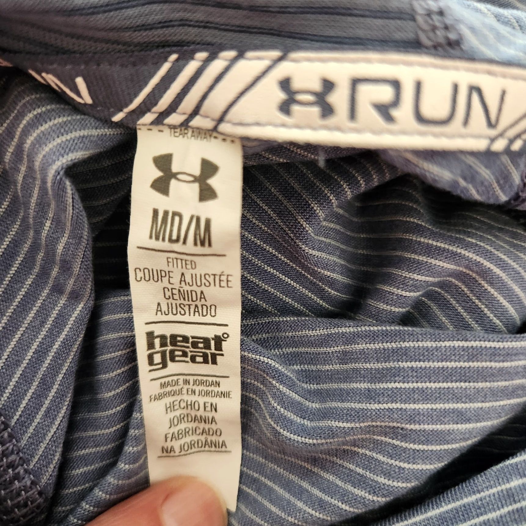 Under Armour Under Armour Run Cold Gear Hoodie Women M Thumb Holes Blue Striped Pocket Hoodie Size M / US 6-8 / IT 42-44 - 8 Thumbnail
