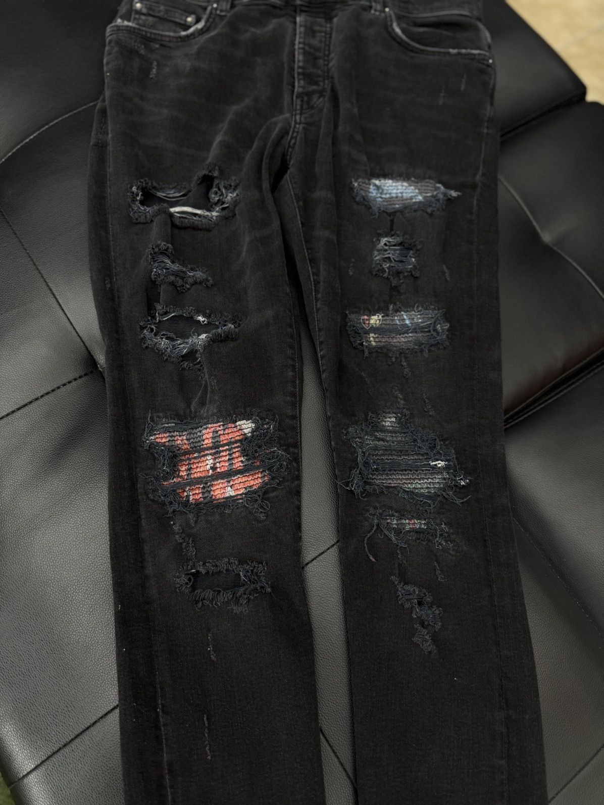 Amiri Amiri Jeans Black Colorful Patch Size 33 🧼 Size US 33 - 2 Thumbnail