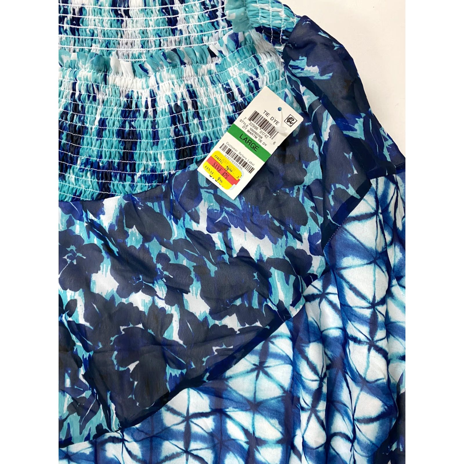 Vintage INC International Concepts Skirt Women L Blue Knee Length A-Line Casual Floral 100% Polyester Asymmetric Ruffle Lined Sail? Size 36" / US 14 / IT 50 - 4 Thumbnail