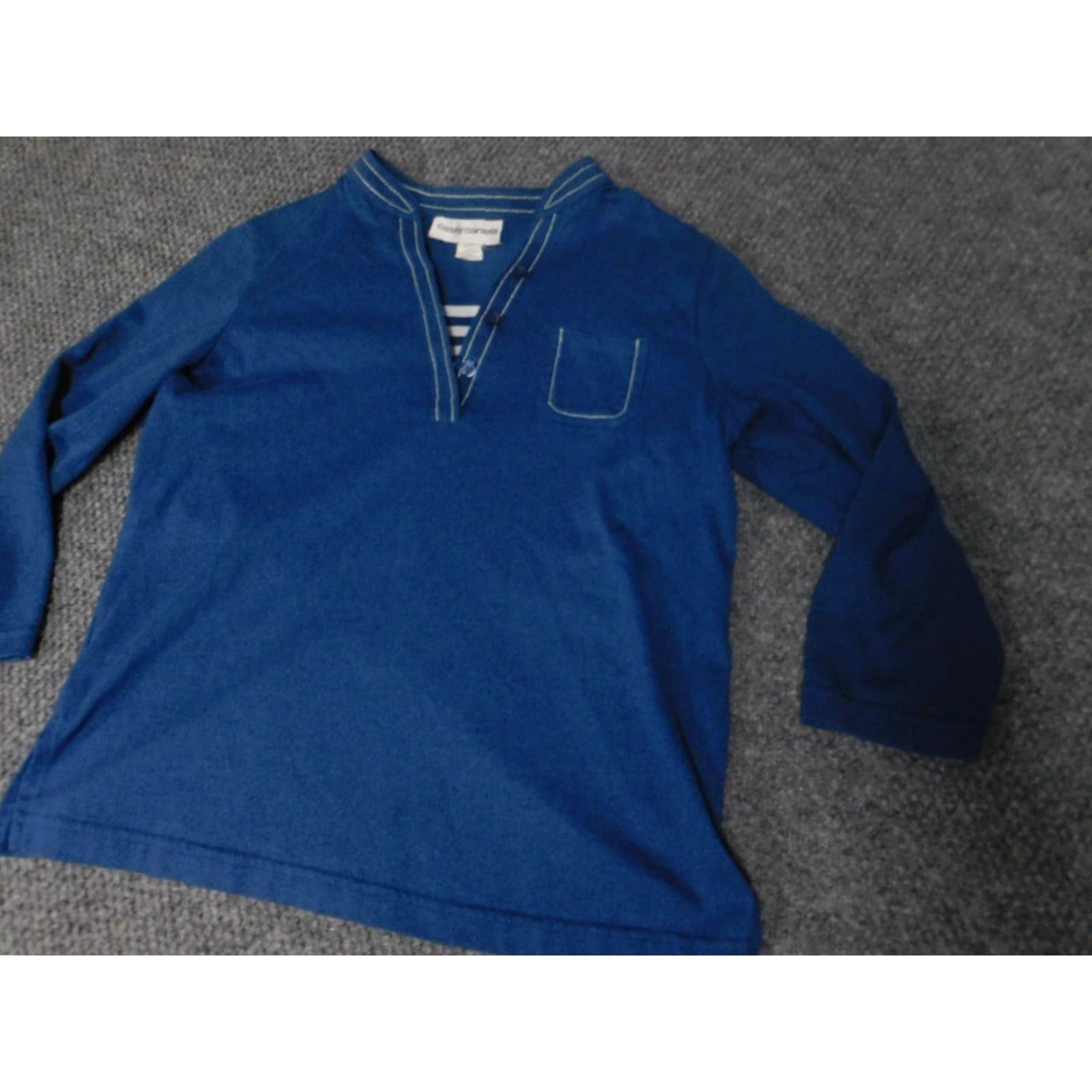 Vintage Cathy Daniels Blouse Womens M Blue Crew Neck Pullover Casual Long Sleeve Polyester Rayon Floral Button Classic Lightweight Size M / US 6-8 / IT 42-44 - 3 Thumbnail