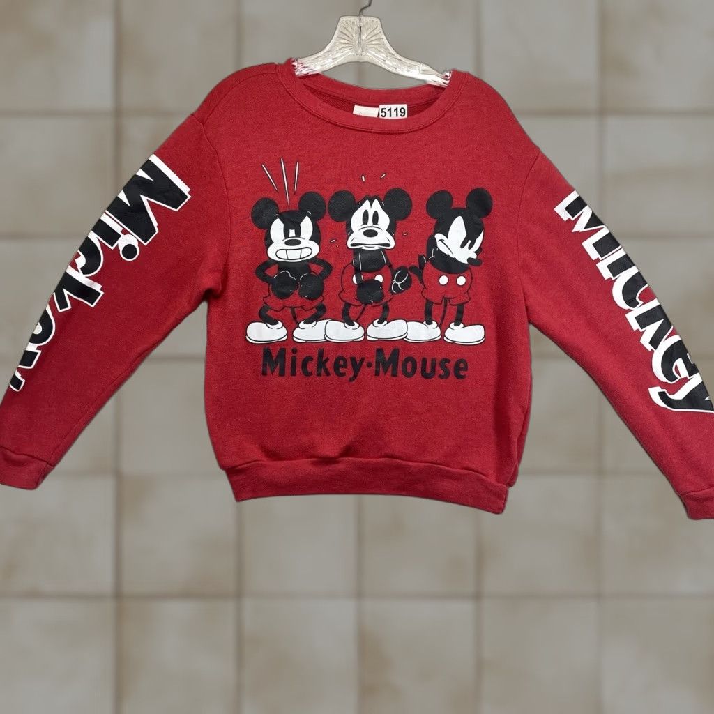 Disney Disney Sweatshirt Women’s Mickey Mouse Long Sleeve Crewneck Large Face Graphic Red Medium Regular Fit Size M / US 6-8 / IT 42-44 - 1 Thumbnail
