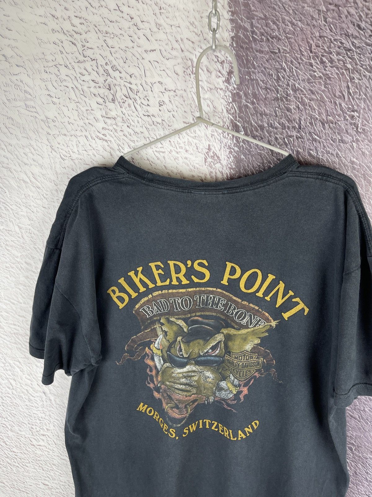 Harley Davidson Harley Davidson Switzerland trashed distressed big logo tee Size US XXL / EU 58 / 5 - 10 Thumbnail