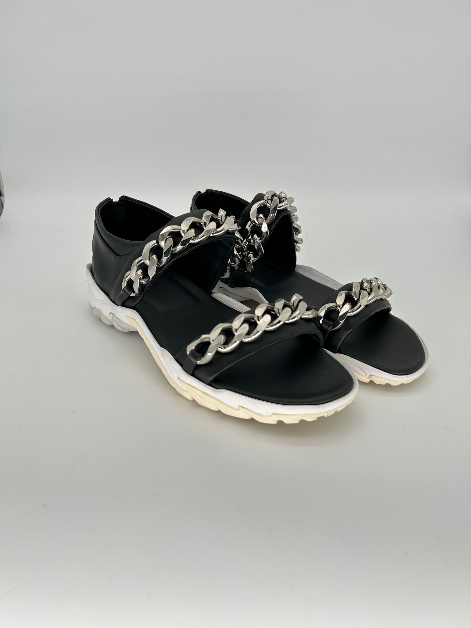 Givenchy Givenchy Black Leather Chain-Embellished Sandals Size US 9 / EU 42 - 1 Thumbnail