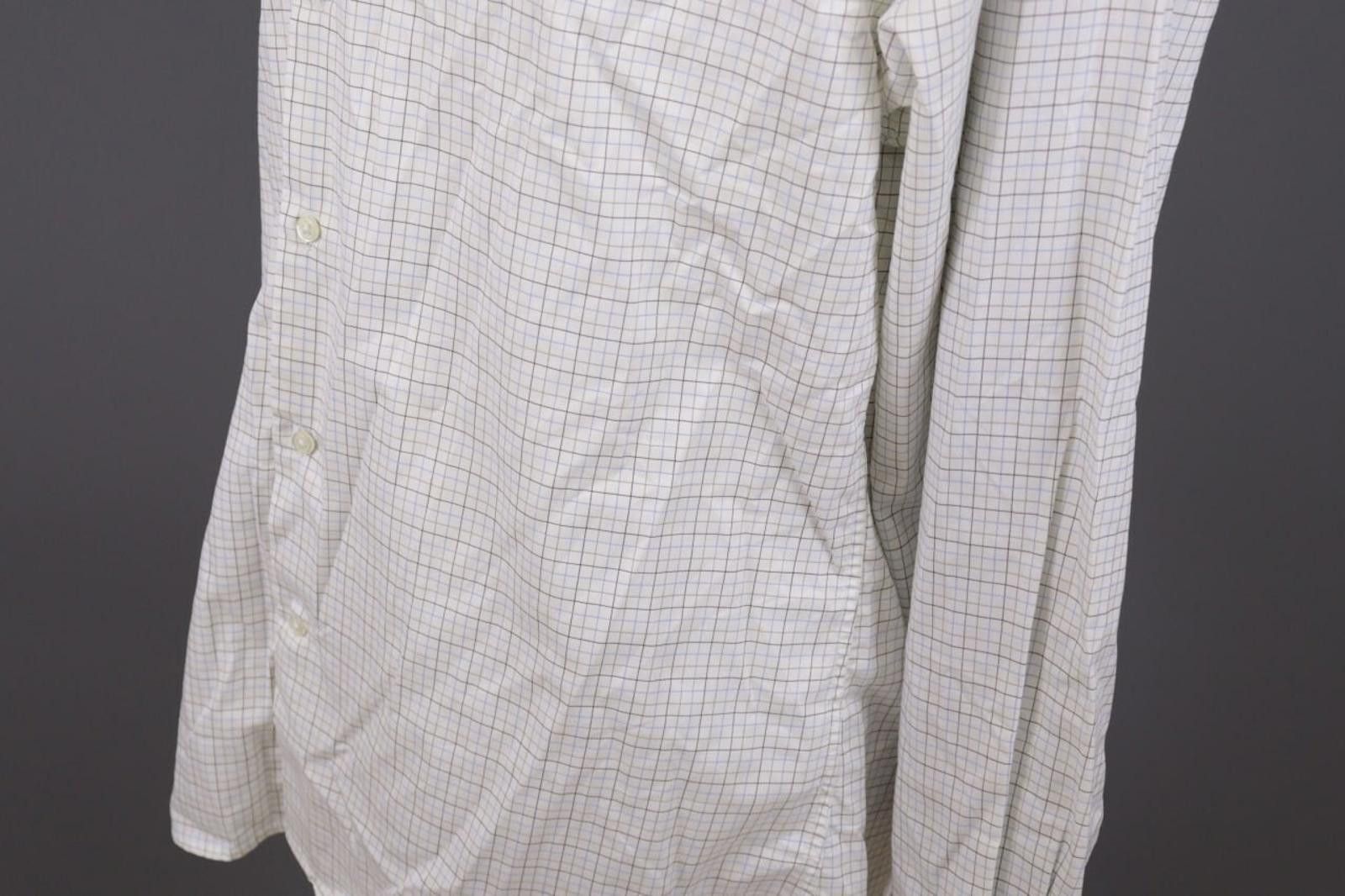 Designer Hackett London Tailored Fit White Check Shirt Size 42 16.5 Size US M / EU 48-50 / 2 - 10 Thumbnail