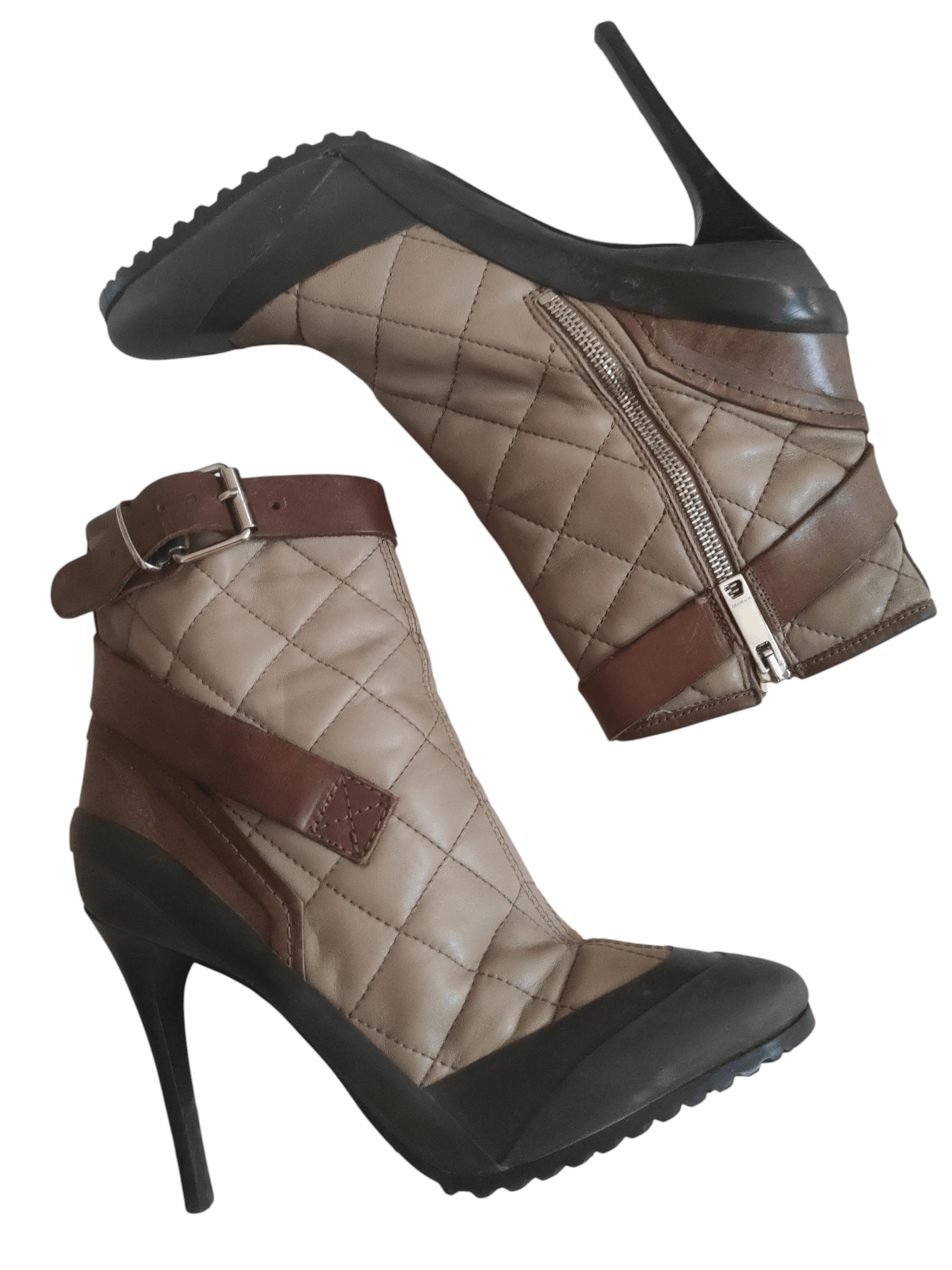 Burberry Burberry Brit Beverley Ankle Bootie Brown Quilted Sz Eur 40 Size US 8.5 / IT 38.5 - 1 Thumbnail