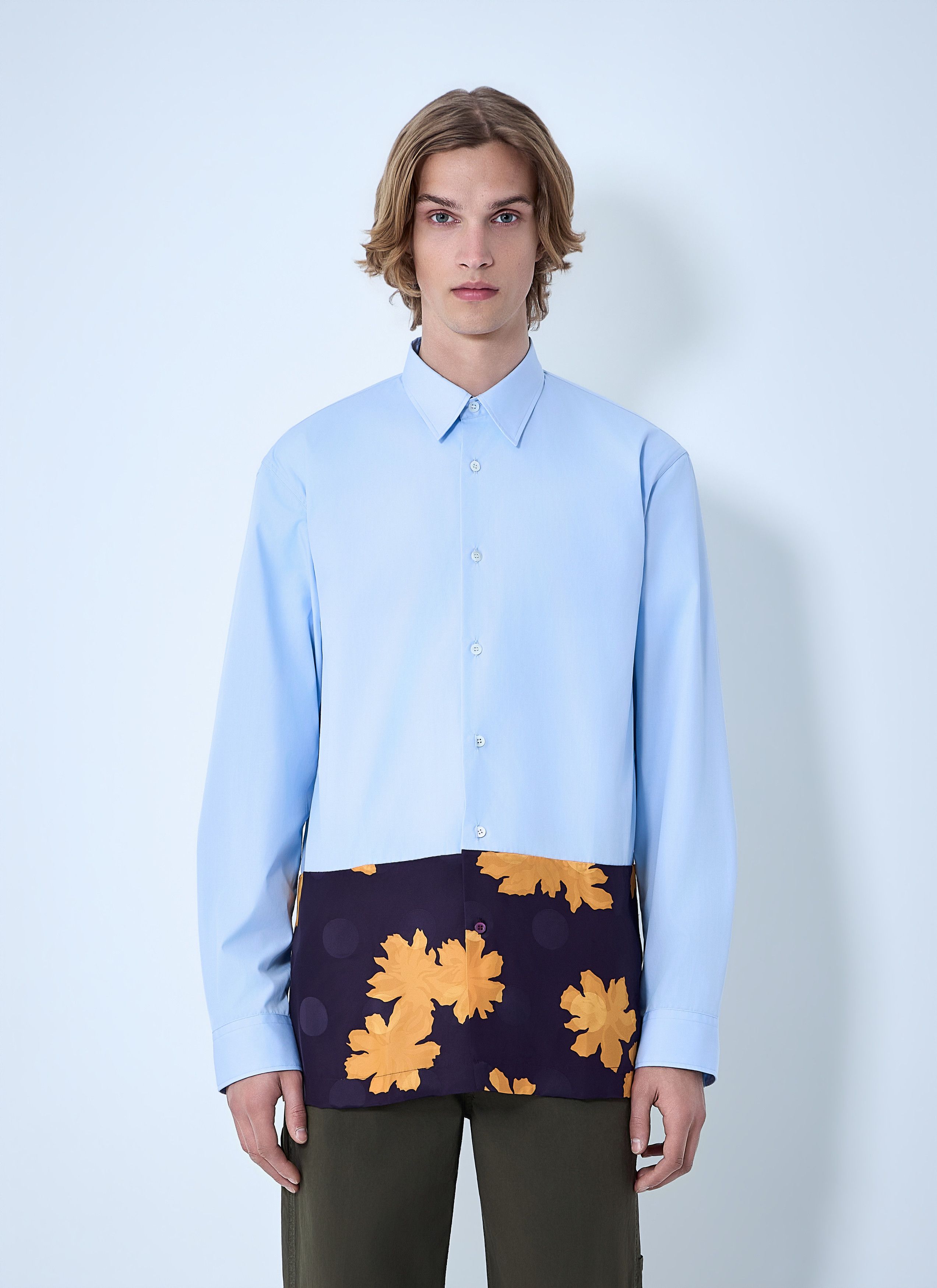 Dries Van Noten Contrast Cotton Shirt Size US L / EU 52-54 / 3 - 1 Thumbnail