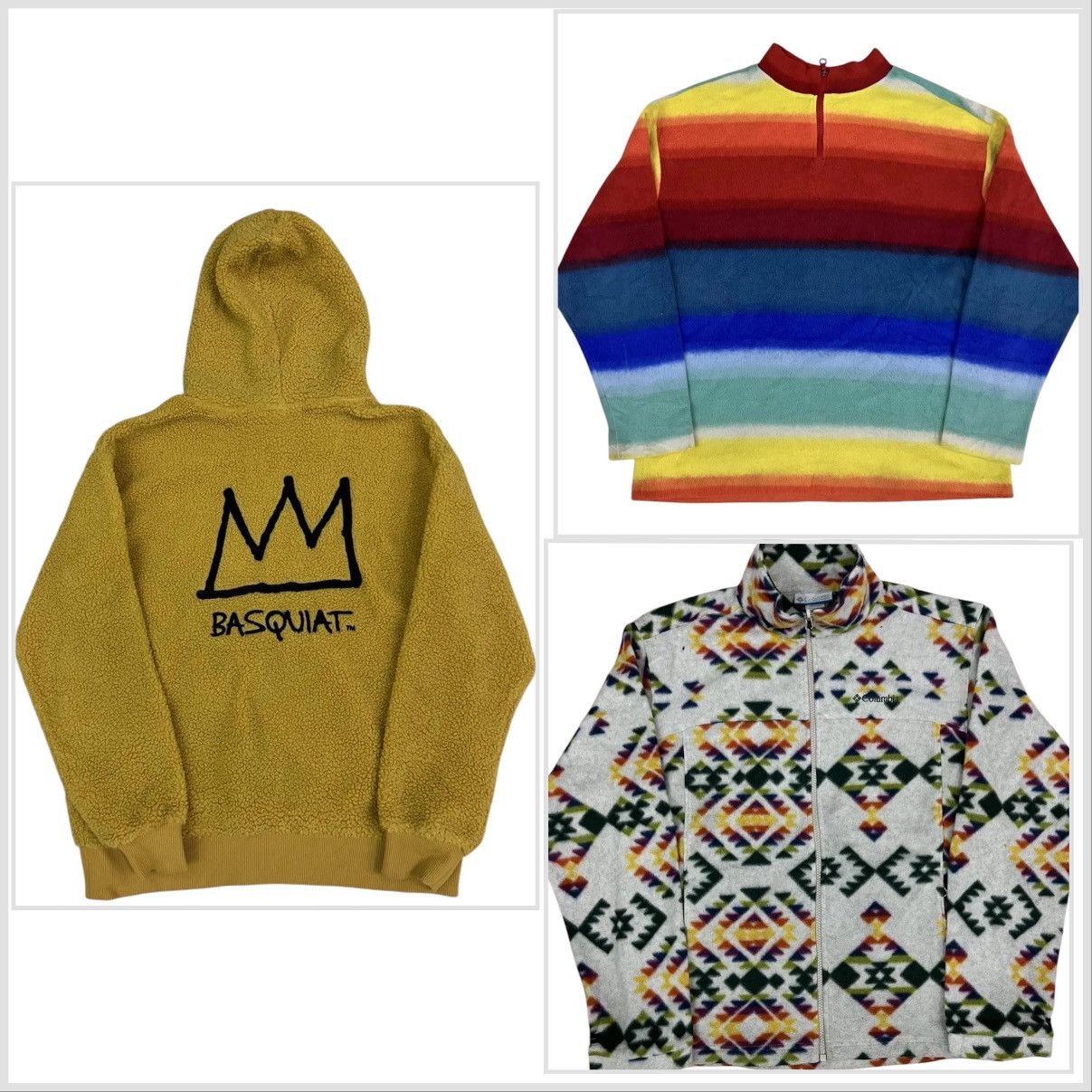 United Colors Of Benetton 🎱 Combo Deal Lots of 3 Fleece Fullprinted Jackets Size US M / EU 48-50 / 2 - 1 Thumbnail