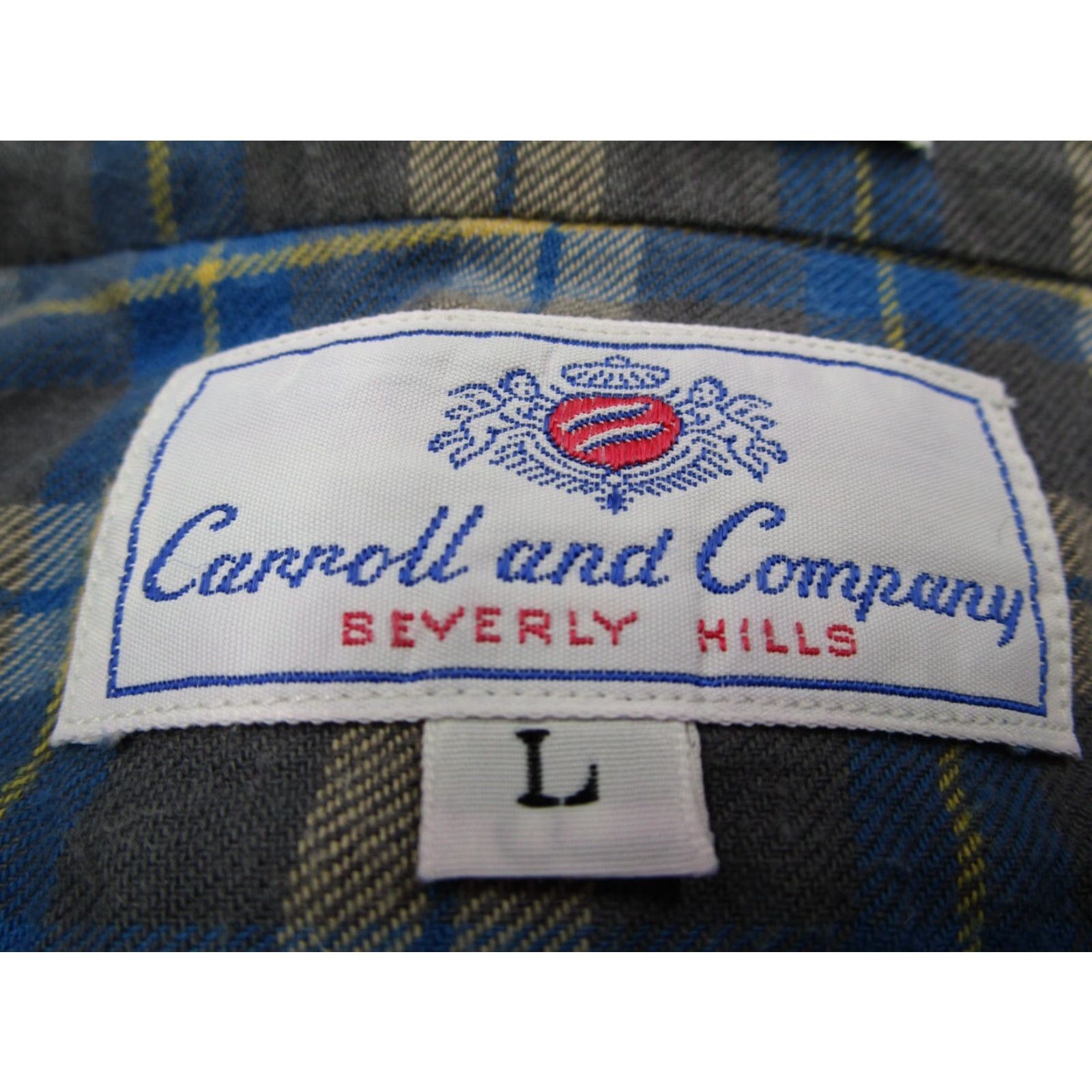 Vintage CARROLL & CO. Beverly Hills Button-Up Shirt Mens Large Blue Gray Check Cotton Classic Size US L / EU 52-54 / 3 - 3 Thumbnail