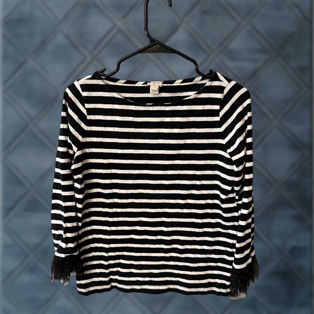 J.Crew J.CREW Nautical Striped Shirt Women's XS Long Sleeve Boat Neck Cotton White Size XS / US 0-2 / IT 36-38 - 1 Thumbnail