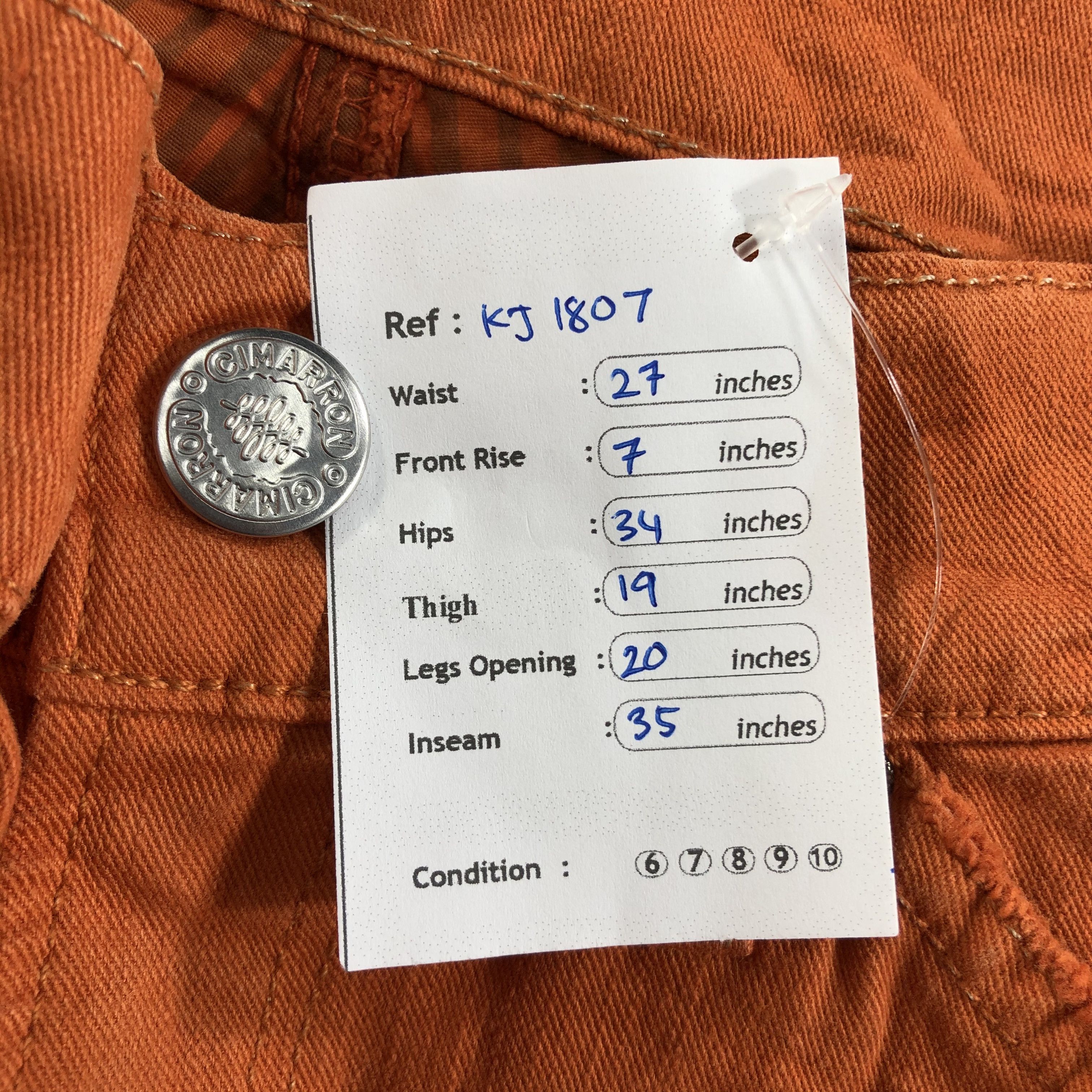 Japanese Brand Cimarron Jeans Orange Boot Cut Flare Denim KJ1807 Size 27" / US 4 / IT 40 - 13 Thumbnail