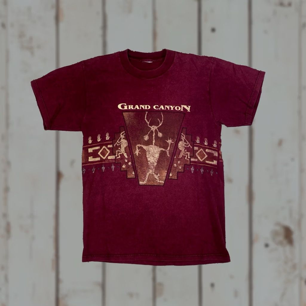 Vintage VINTAGE Grand Canyon AOP Graphic T Shirt Red Medium Mens 90s Benchtop Embroidered Crew Neck Cotton Short Sleeve Size US M / EU 48-50 / 2 - 1 Thumbnail