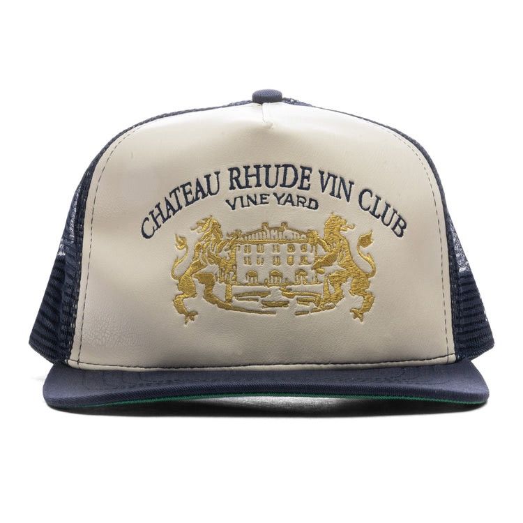 Rhude Rhude CELLIER TRUCKER HAT NAVY/CREAM Leather Front Size ONE SIZE - 1 Thumbnail