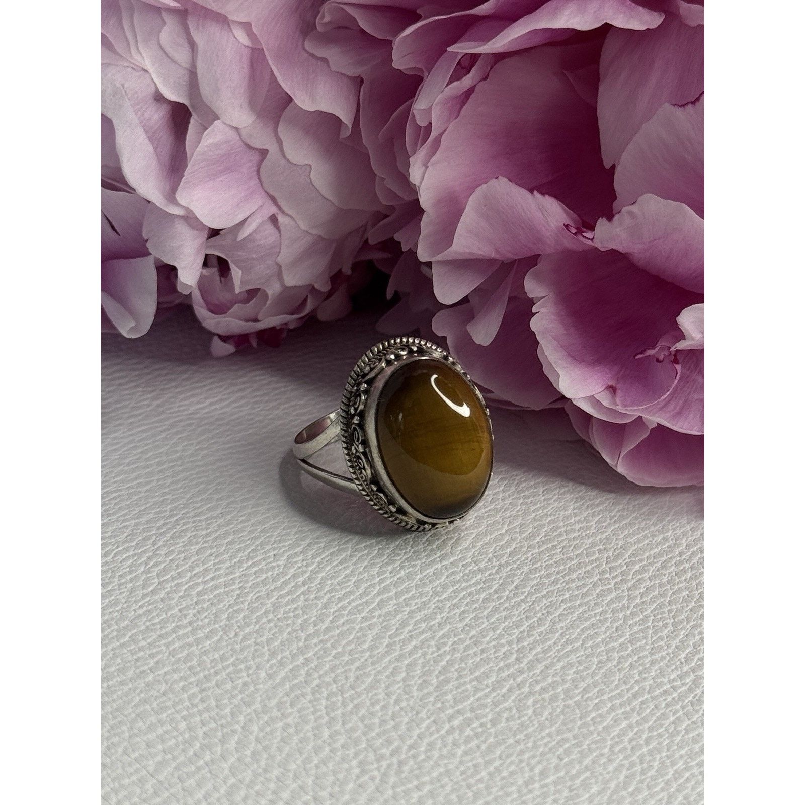 Jewelry VINTAGE 925 STERLING SILVER TIGER EYE RING SIZE 9 Size ONE SIZE - 3 Thumbnail