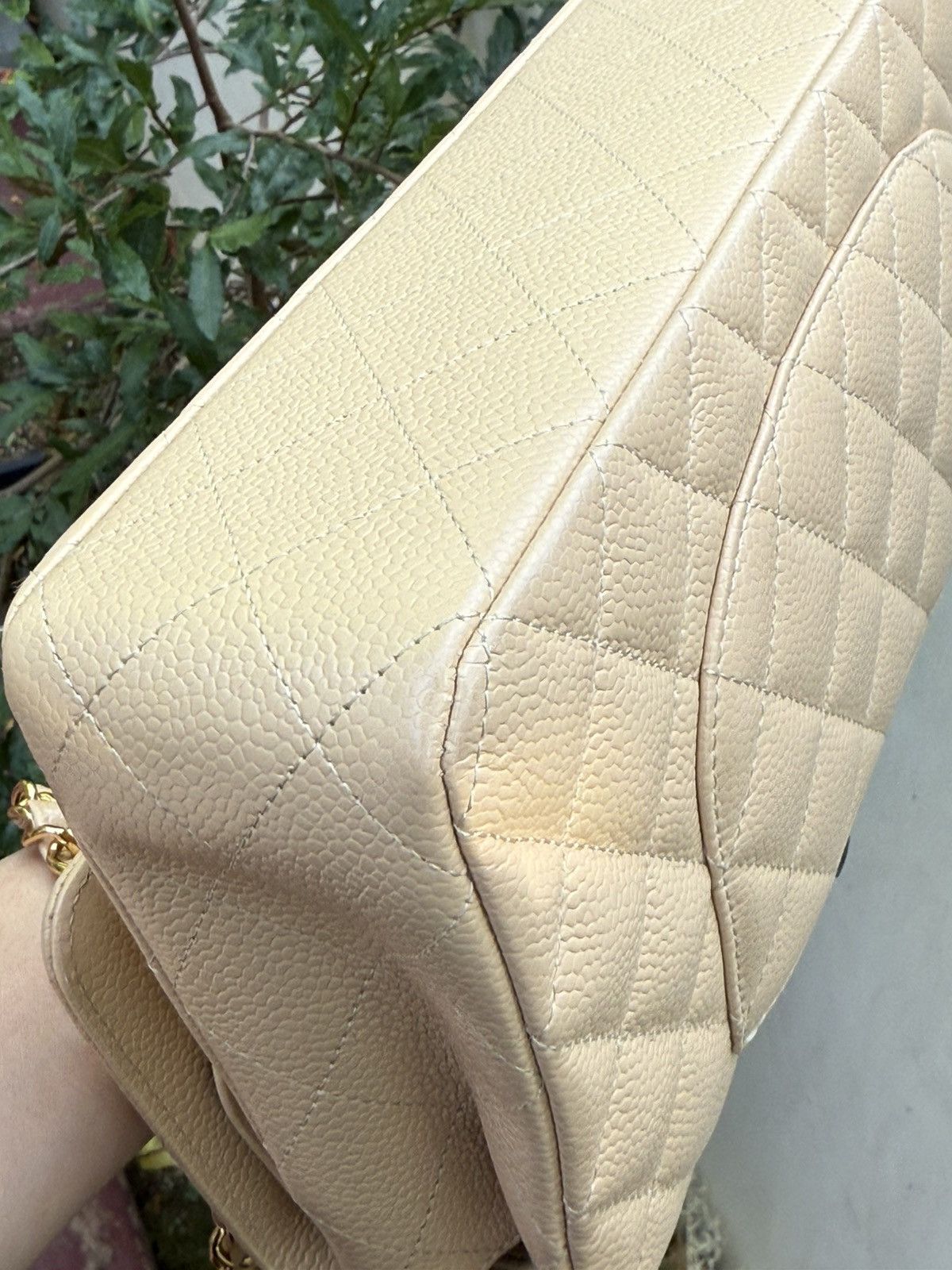 Chanel CC CLASSIC MEDIUM DOUBLE FLAP CAVIAR BEIGE GHW, 100% AUTH Size ONE SIZE - 9 Thumbnail