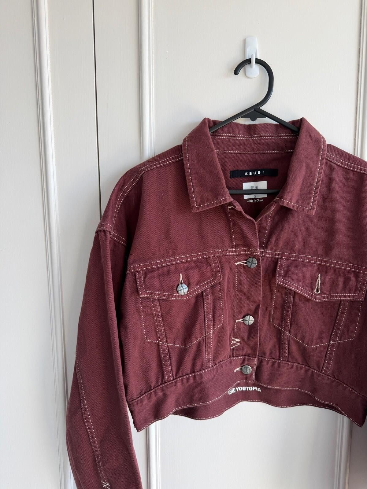 Ksubi new Ksubi womens kommand denim Jacket top small s 8 red Size S / US 4 / IT 40 - 3 Thumbnail