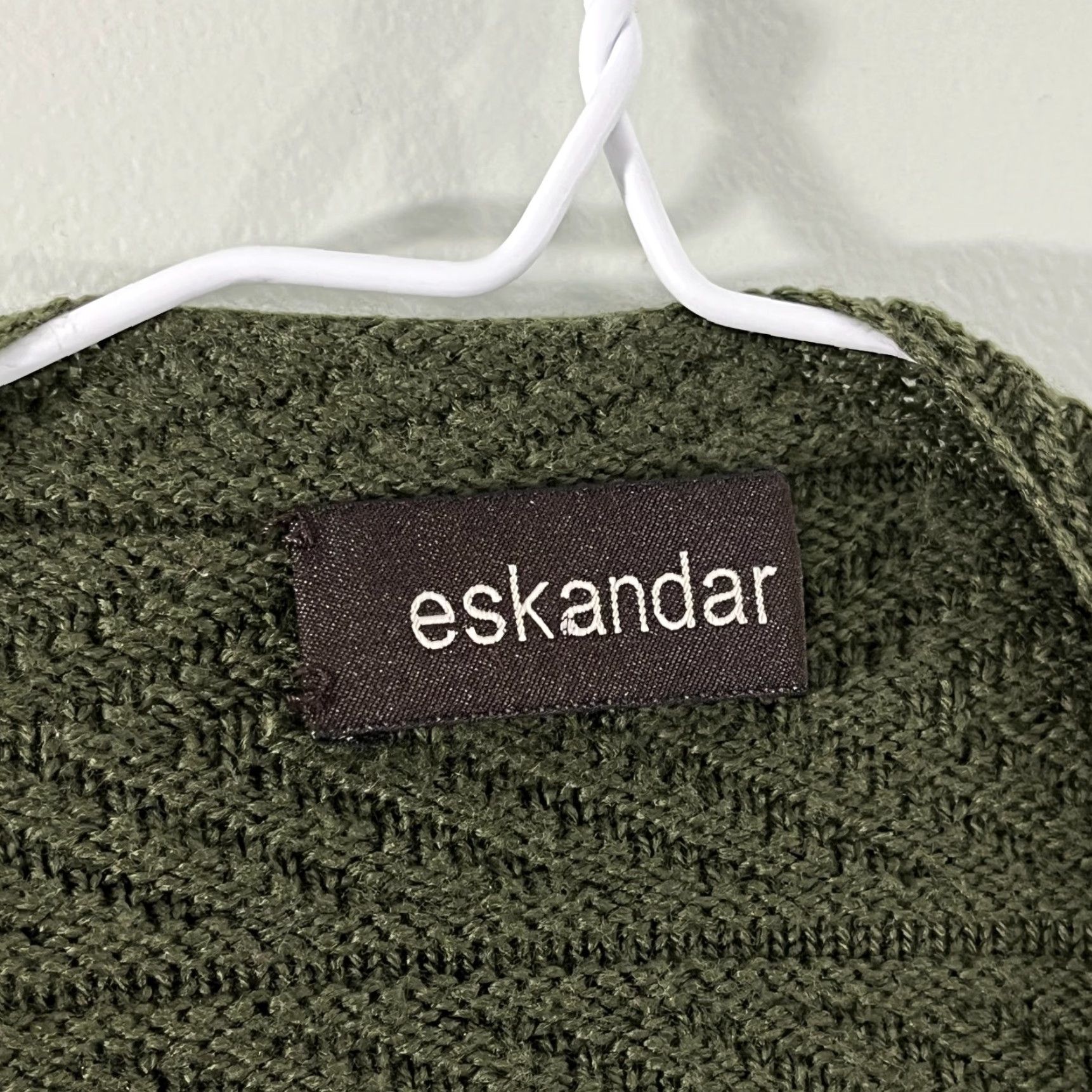eskandar Eskandar Poncho Kimono Sweater Womens OS Boxy Green 100% Merino Wool Lagenlook Size ONE SIZE - 3 Thumbnail