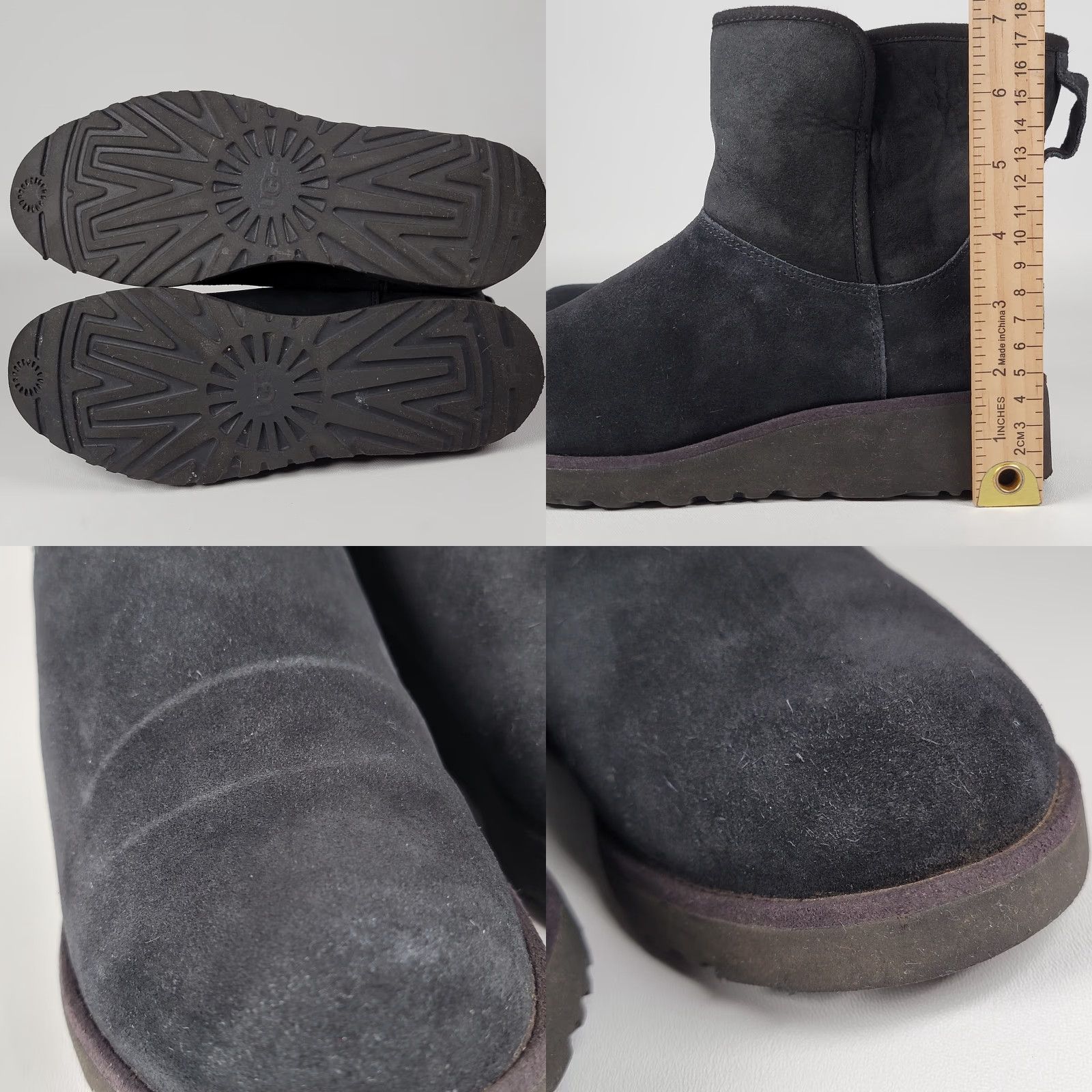 Ugg VINTAGE UGG Kristin Ankle Boots Black Suede 1012497 Women's Size 9.5/39.5 Leather Sheepskin Lining Slip-On Wedge Heel Size US 10 / IT 40 - 8 Thumbnail