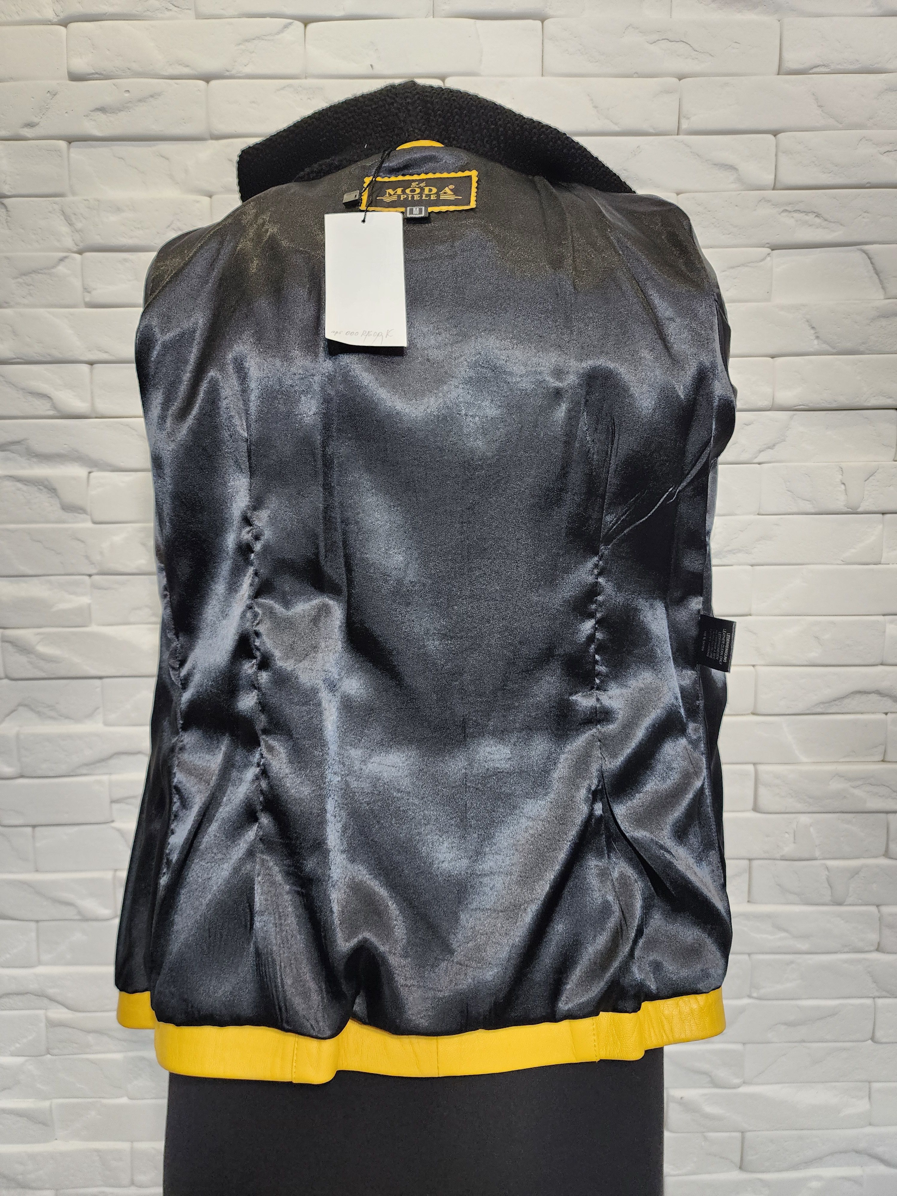 Genuine Leather Yellow Leather Hooded Jacket: Women's Sport Coat Size M / US 6-8 / IT 42-44 - 8 Thumbnail