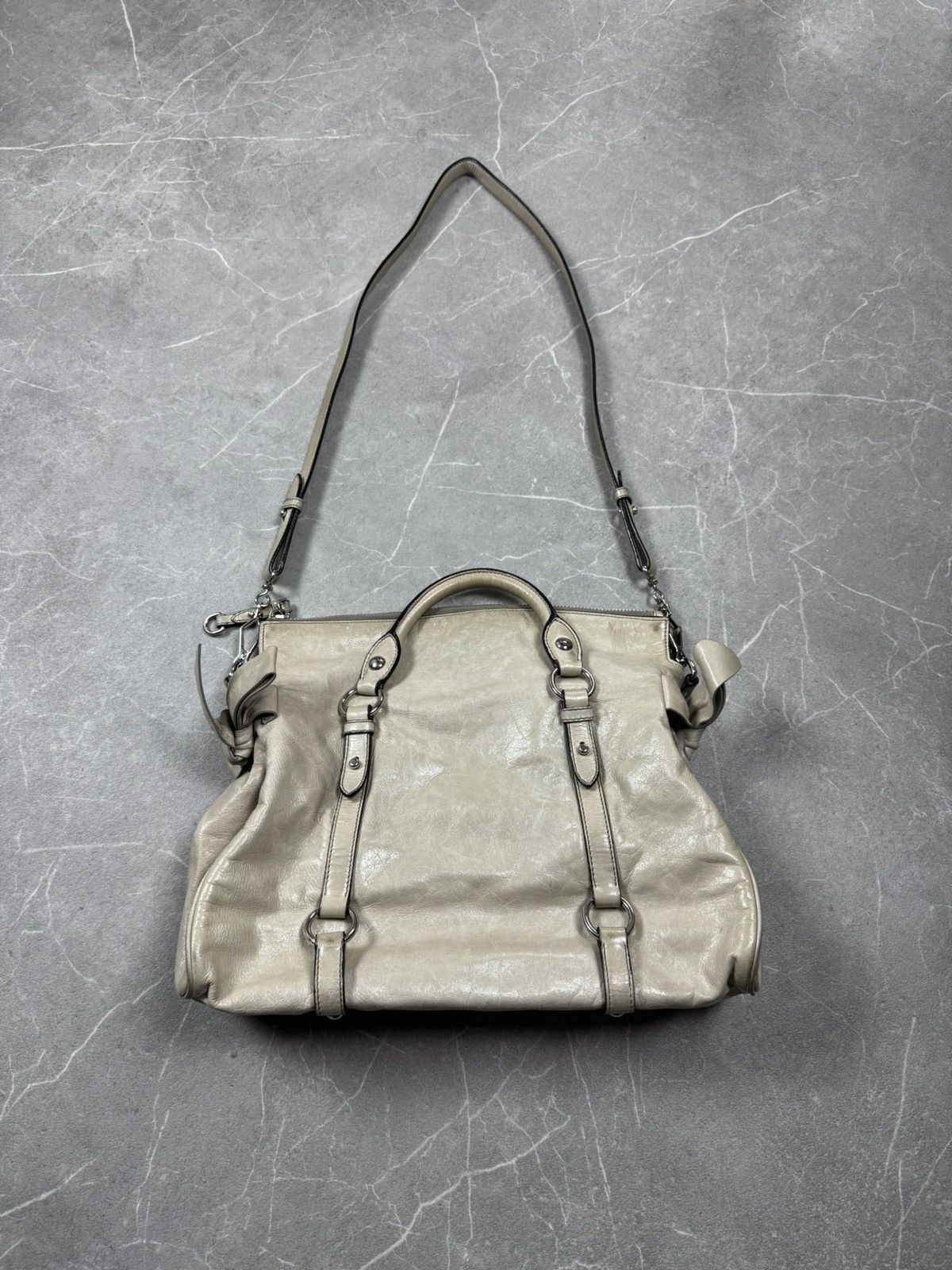 Miu Miu Miu Miu Beige Vitello Schleife Leder Handtasche Satchel Tote Size ONE SIZE - 8 Thumbnail