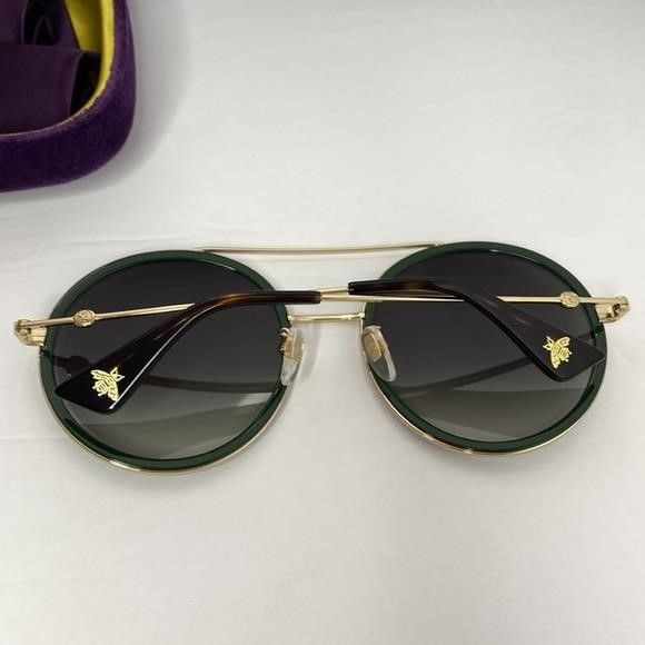Gucci GUCCI Green Gradient Round Ladies Sunglasses GG0061S 003 56" Size ONE SIZE - 3 Thumbnail