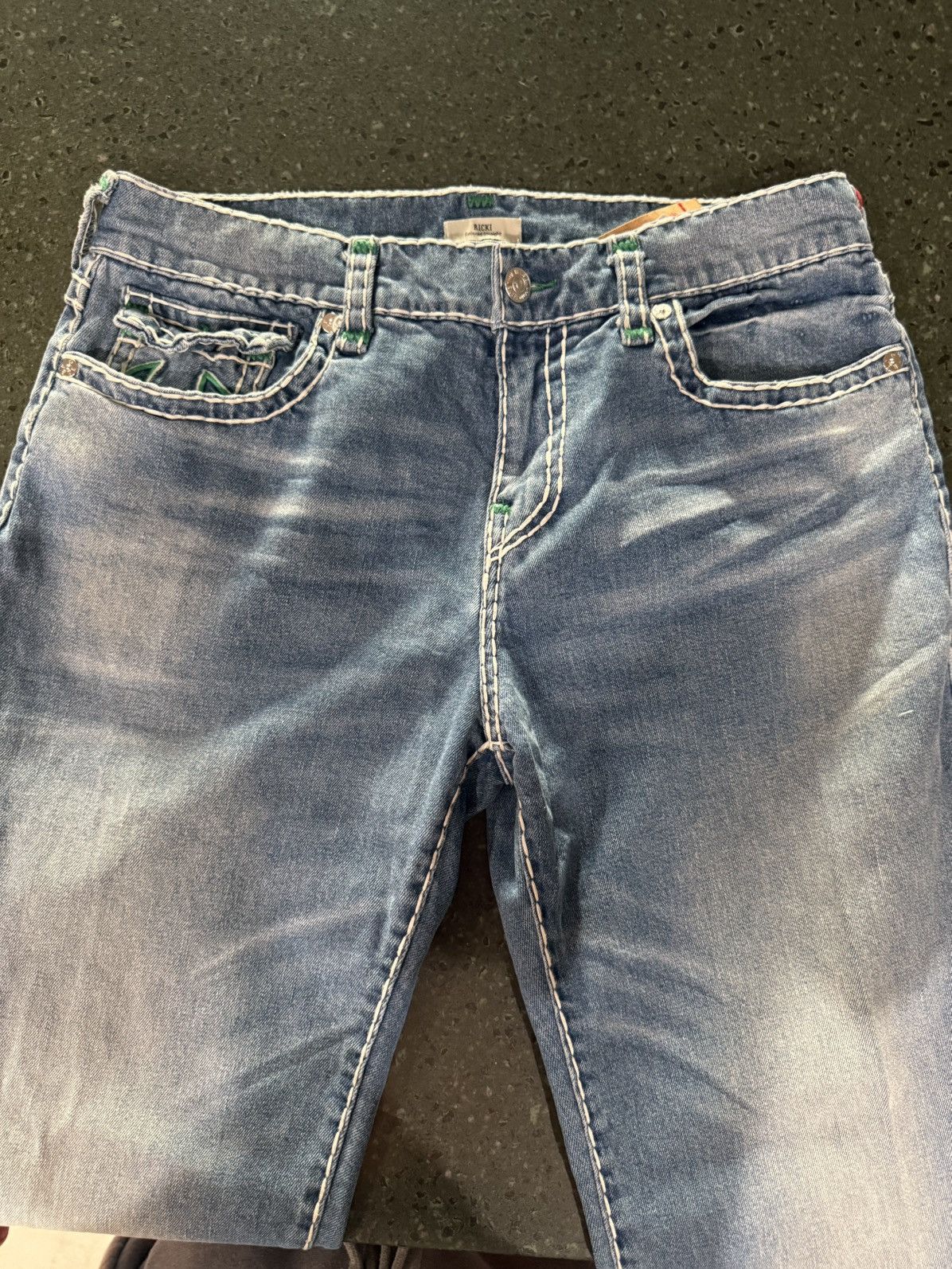 True Religion Tru Religion Ricki relaxed straight blue/green Size US 33 - 3 Thumbnail