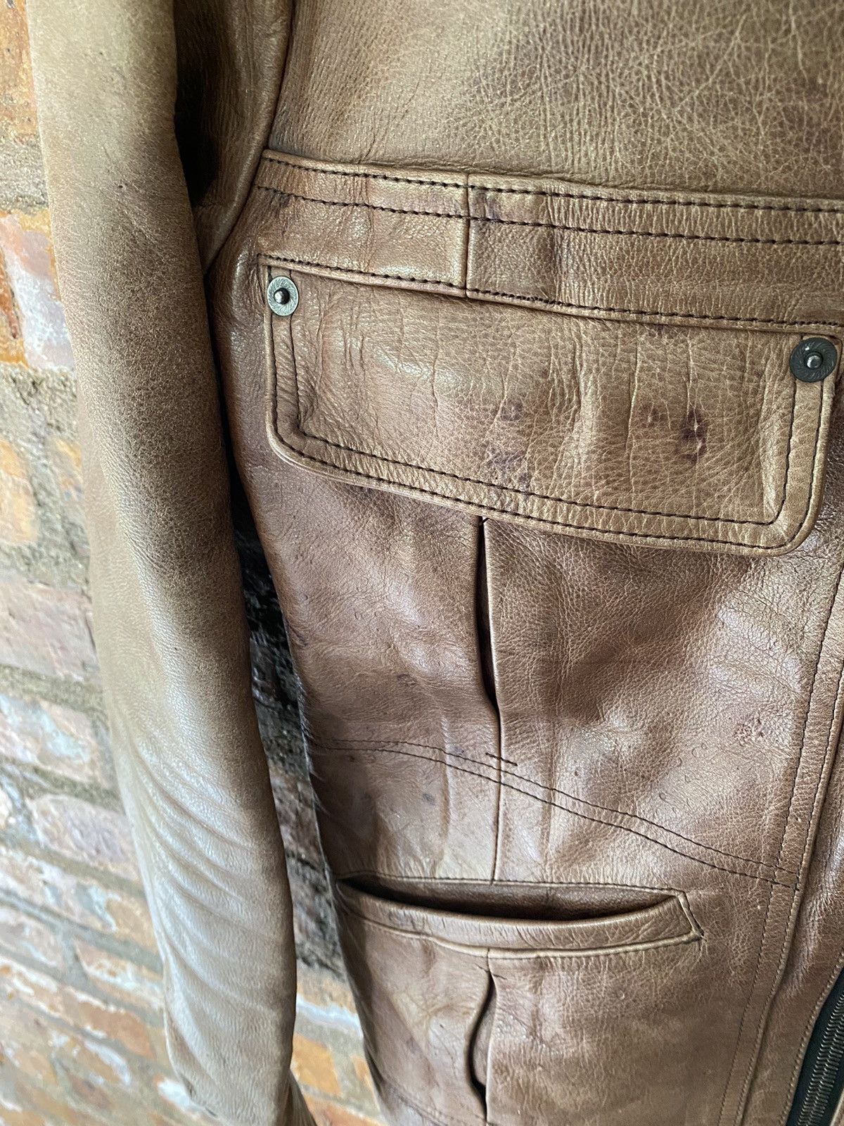 14th Addiction 2000s Vertrex Leather patina RIRI Zipper jacket Size US S / EU 44-46 / 1 - 7 Thumbnail