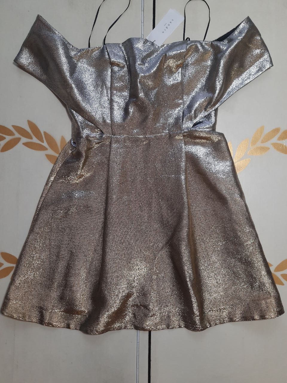 Designer × Sandro Sandro Dress Size S NWT Gold Metallic Open Shoulders Size S / US 4 / IT 40 - 1 Thumbnail