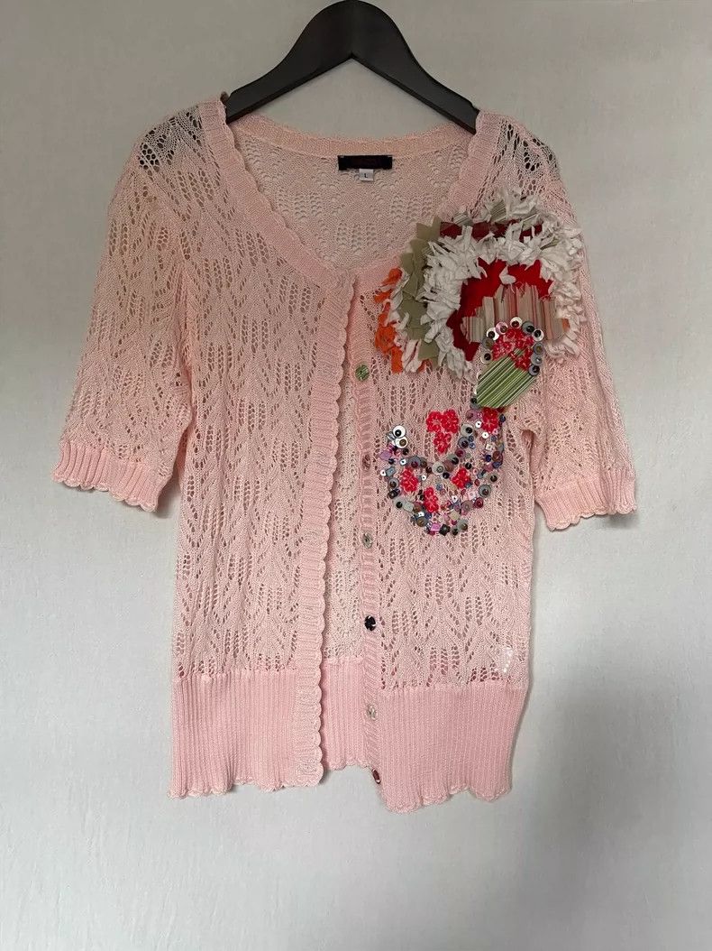 Kenzo KENZO Pink lace crochet sweater Size L / US 10 / IT 46 - 4 Thumbnail