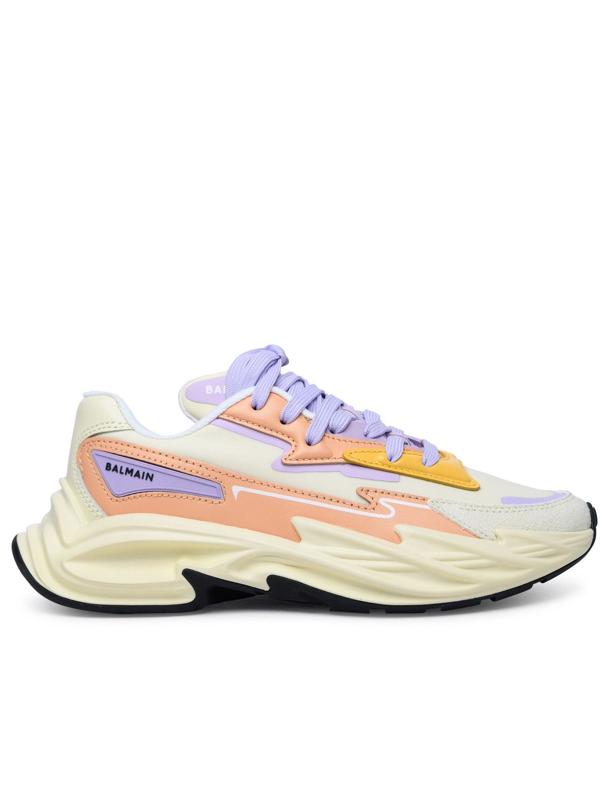 image of Balmain 'run-Row' Multicolor Leather And Nylon Sneakers, Women's (Size 10)