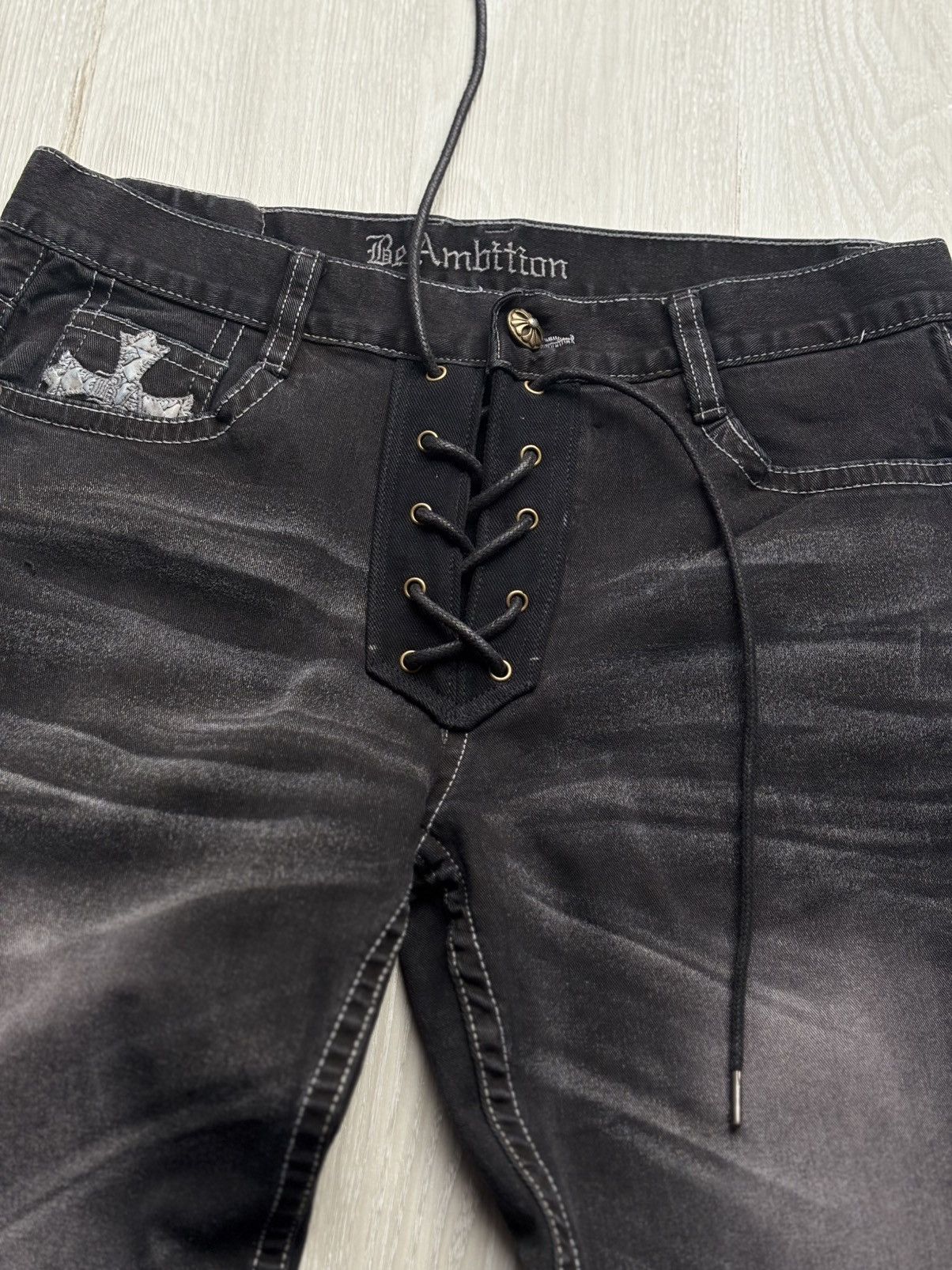 Japanese Brand Re ambition lace-up baggy jeans Size US 30 / EU 46 - 3 Thumbnail