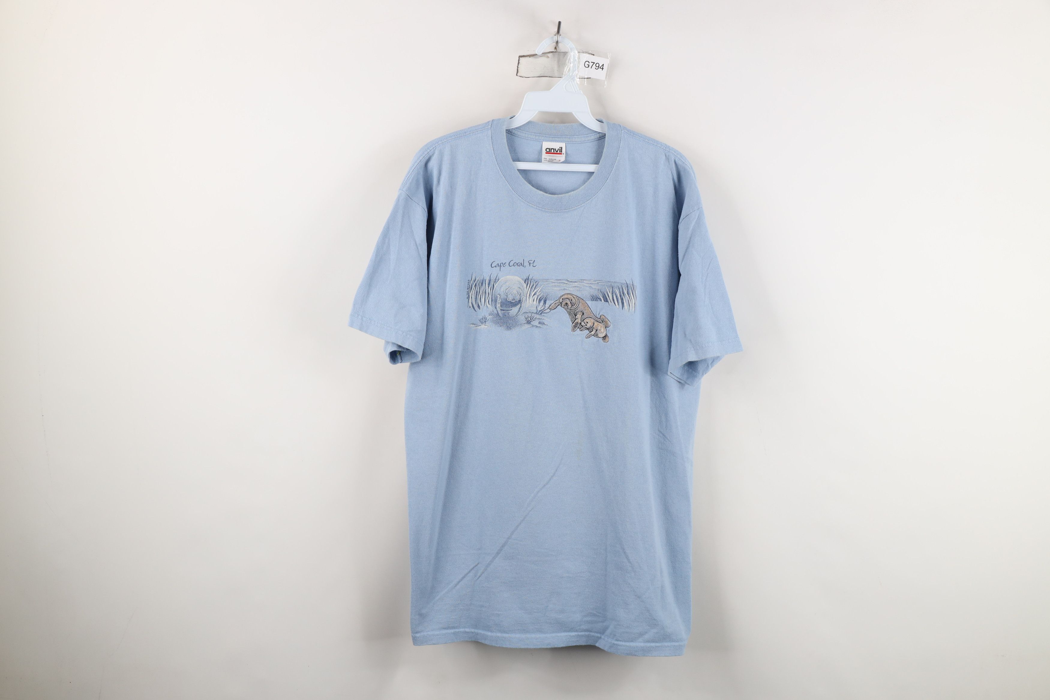 Vintage Vintage 90s Cape Coral Manatee Short Sleeve T-Shirt Blue Size US L / EU 52-54 / 3 - 1 Thumbnail
