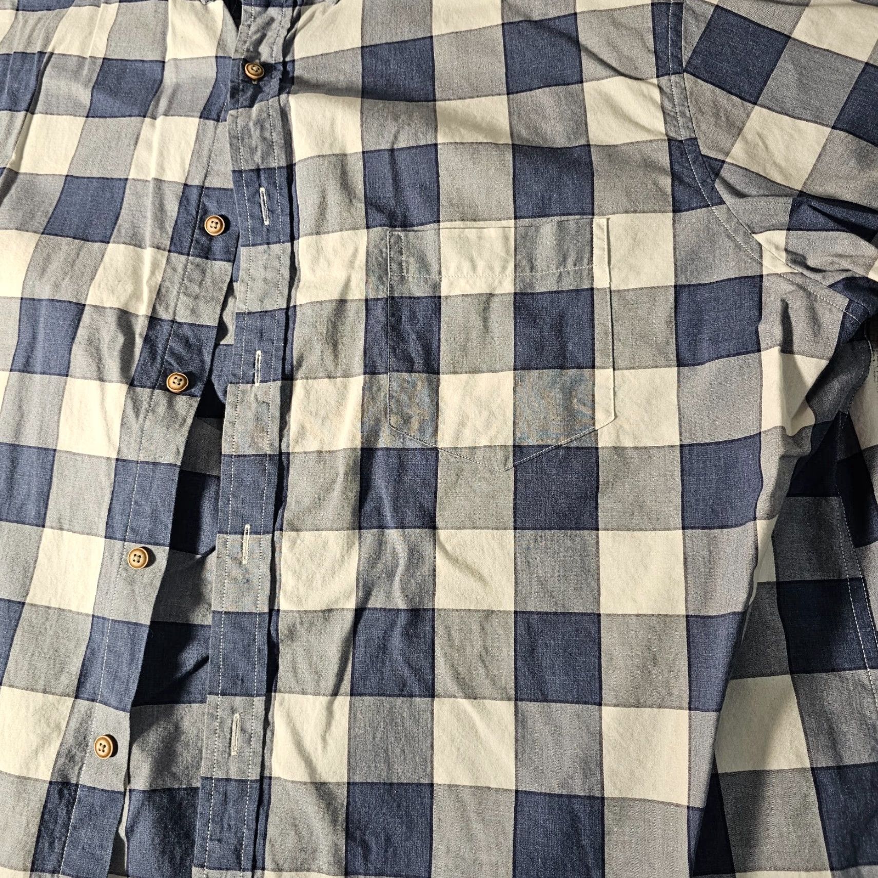 Vintage Rowm Button-Up Shirt 2XT Blue Check Pocket Stretch Short Sleeve Mens Regular Tall Collared Shirt Size US XXL / EU 58 / 5 - 3 Thumbnail