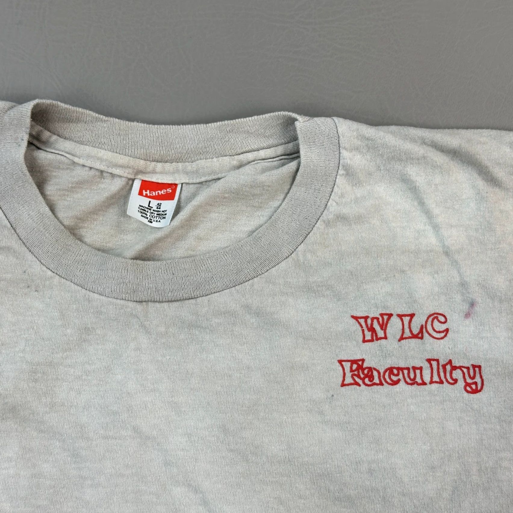 Hanes Vintage Hanes Shirt Mens L Gray WLC Faculty Rules Single Stitch USA 80s Shirt Mens Size US L / EU 52-54 / 3 - 7 Thumbnail