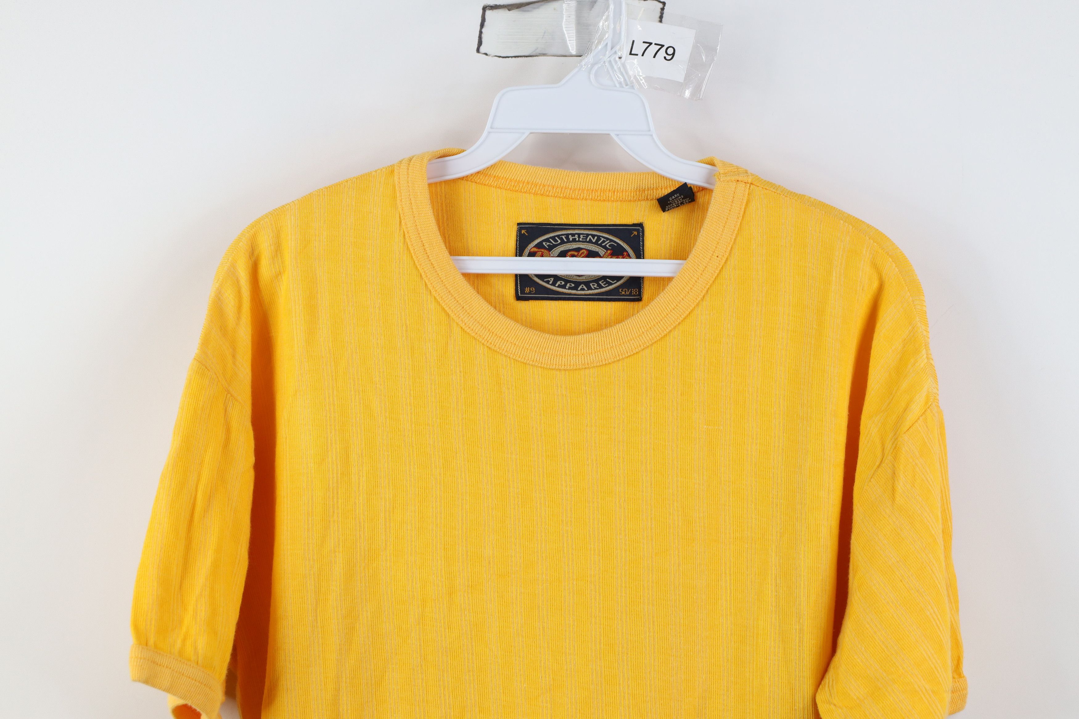 Vintage Vintage 90s Streetwear Ribbed Knit Ringer T-Shirt Yellow Size US XL / EU 56 / 4 - 2 Thumbnail