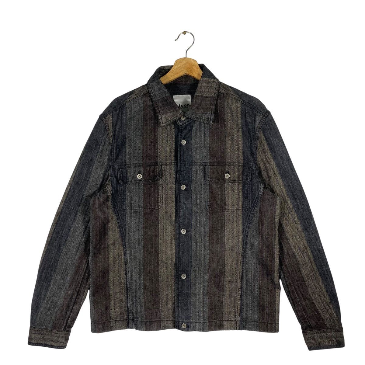 Ofuon Michel Klein Paris Striped Trucker Denim Jacket