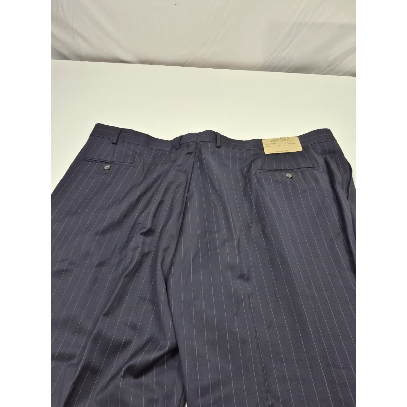 Ralph Lauren Ralph Lauren Suit Pants Men's 50W 37in Navy Wool Pinstripe Flat Front Big & Tall 2 Piece Trailblazer Business Formal Womens Men? Size 50R - 5 Thumbnail
