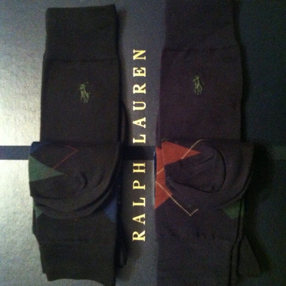 Polo Ralph Lauren 2 DOUBLE POLO RALPH LAUREN MENS NEW DRESS SOCKS SIZE: 6-12 Size ONE SIZE - 3 Thumbnail