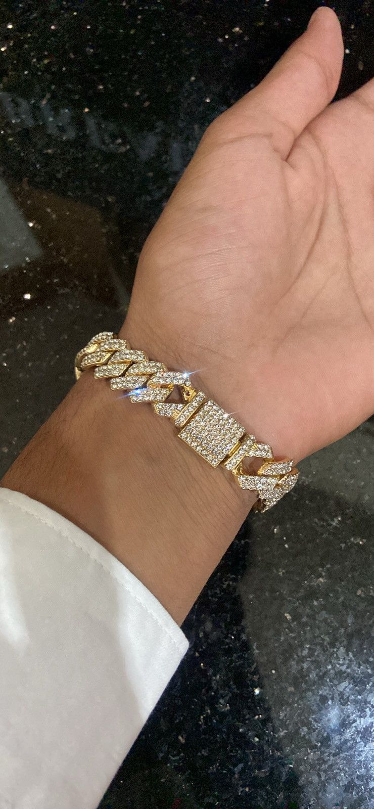 Other 14mm iced out cuban link bracelet gold tone Size ONE SIZE - 2 Thumbnail