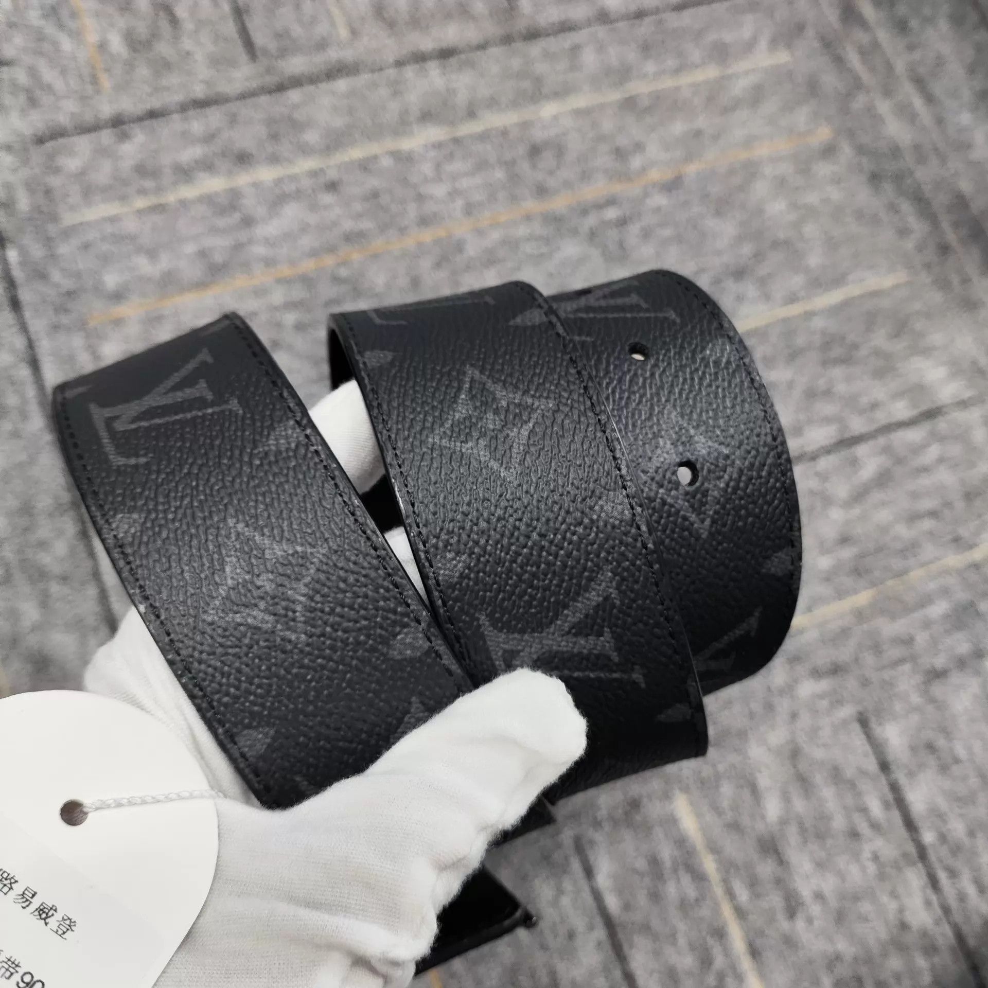 Louis Vuitton LV Monogram Belt Black Gray 90/36 Size ONE SIZE - 4 Thumbnail