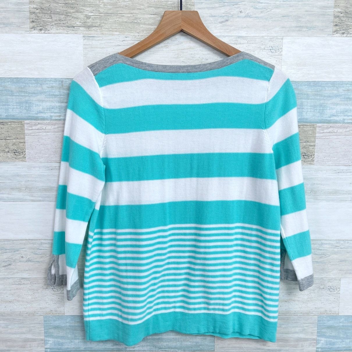 Other Belford Pima Cotton Stripe Knit Top Blue White 3/4 Womens S Size S / US 4 / IT 40 - 4 Thumbnail