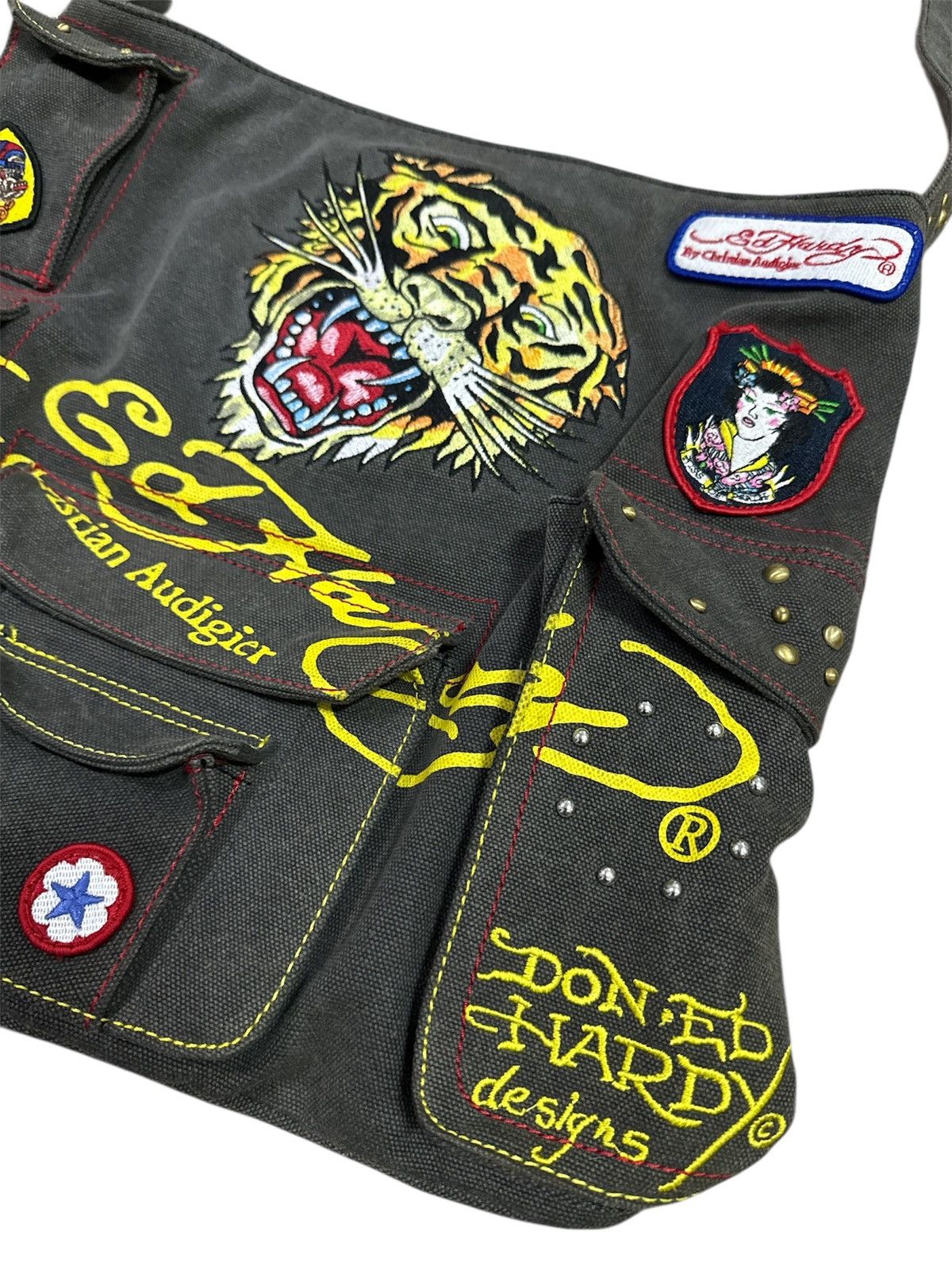 Ed Hardy Rare 2000s Ed hardy canvas Cotton sling bag Size ONE SIZE - 3 Thumbnail