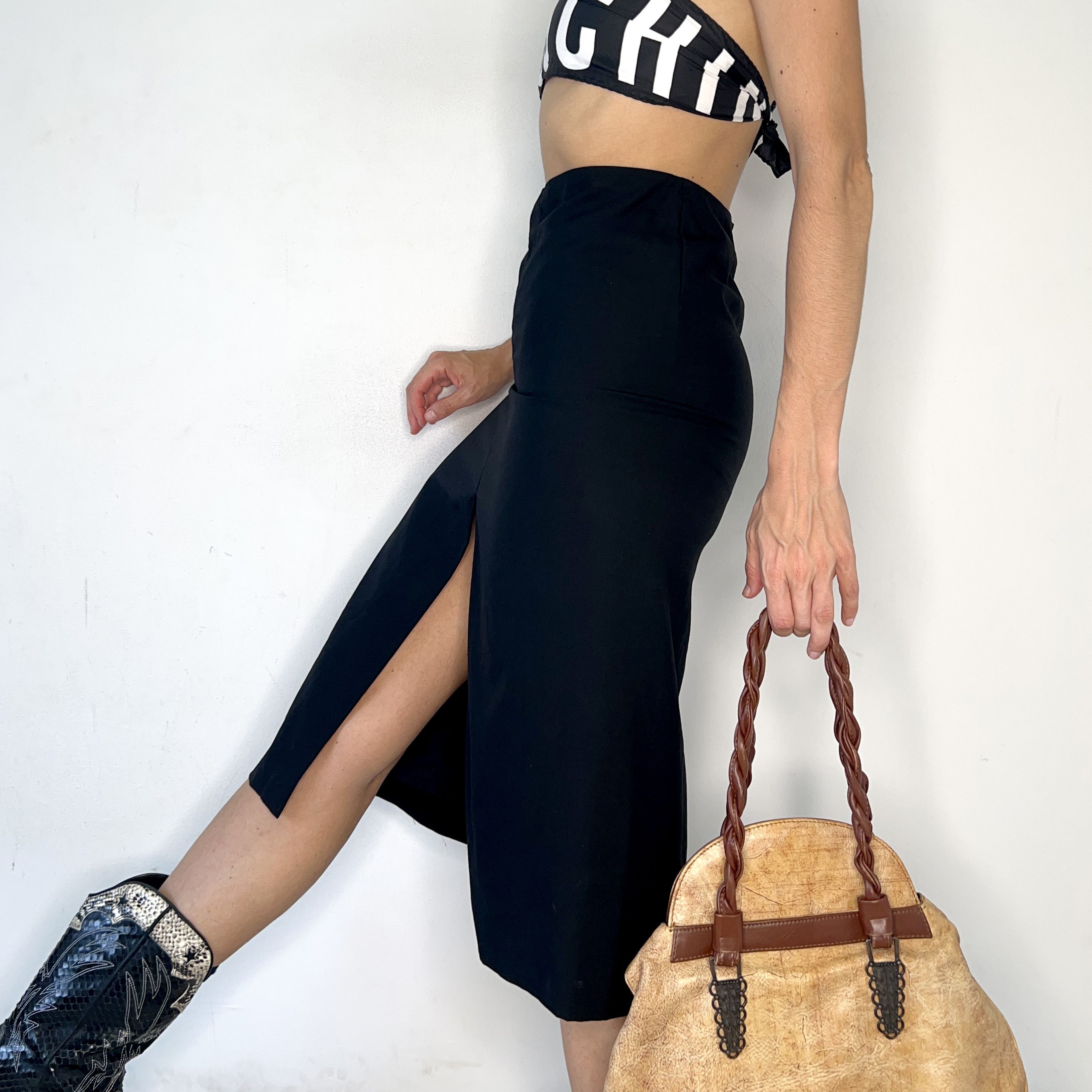 Jil Sander Jil Sander black pencil high waisted slit skirt Size 27" / US 4 / IT 40 - 3 Thumbnail