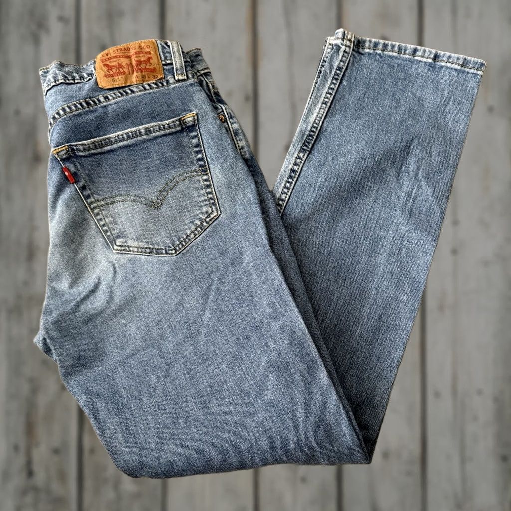 Levi's Levi’s 511 Slim Fit Jeans Mens 33x32 Blue Stretch Distressed Denim Size US 33 - 1 Thumbnail