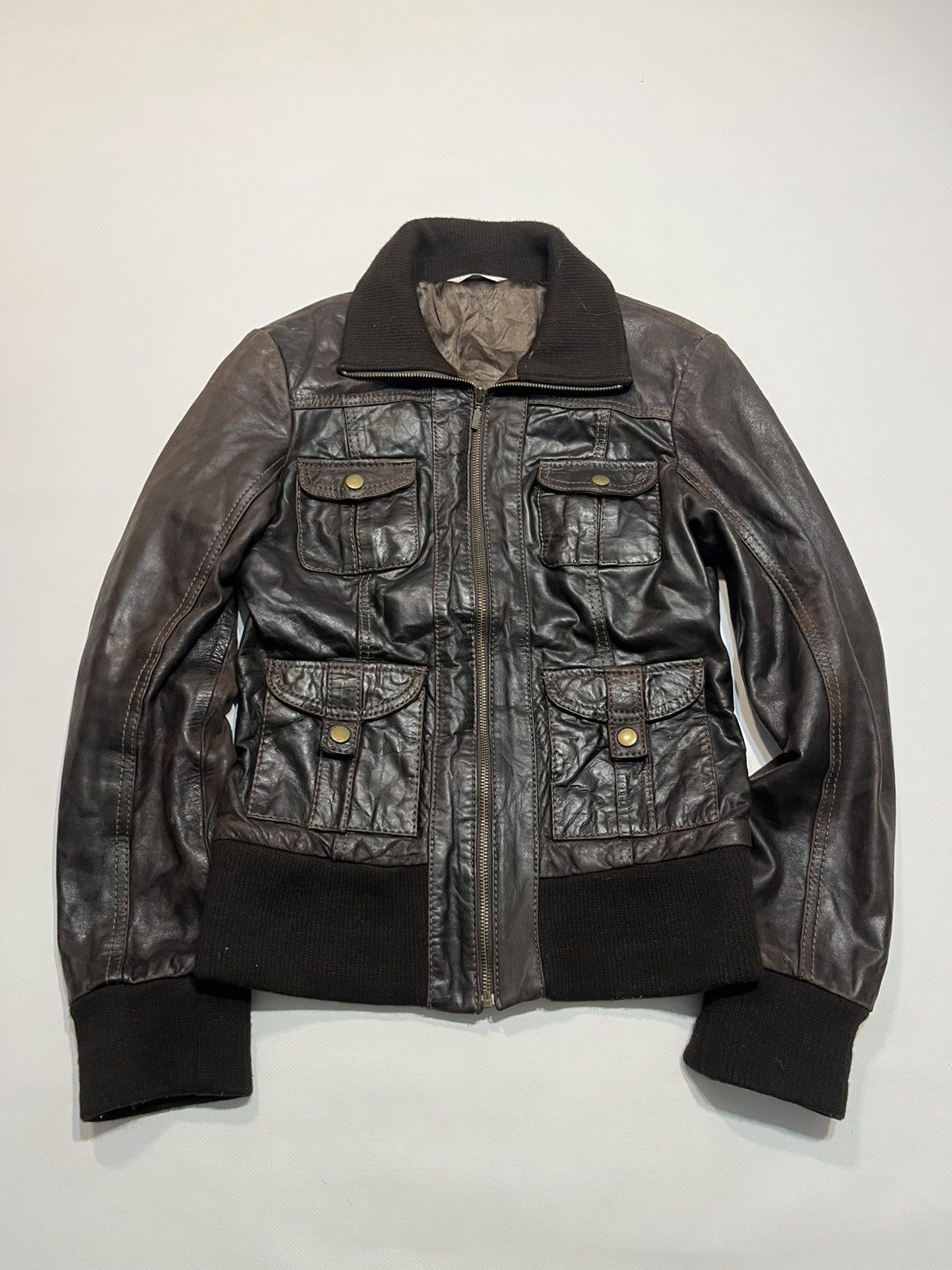 If Six Was Nine Vintage Brown Leather Jacket 2000s Style Size M / US 6-8 / IT 42-44 - 1 Thumbnail