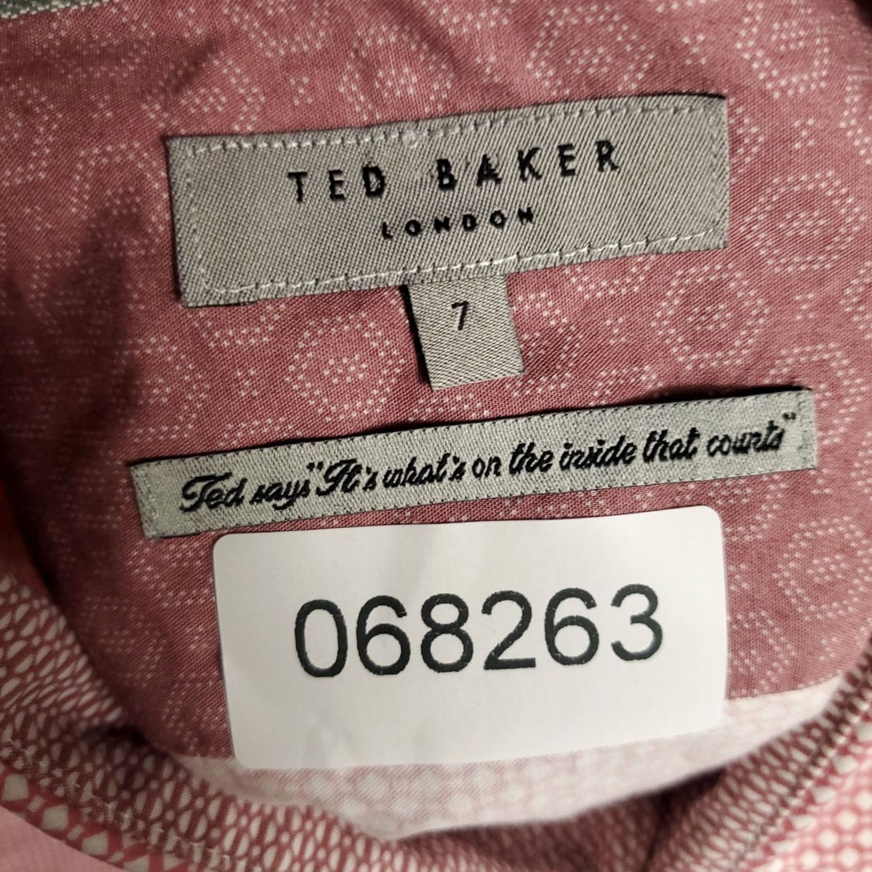 Ted Baker Ted Baker London Mens Pink Geometric Cotton Button-Up Shirt - Size 7 - Short Sleeve Size US M / EU 48-50 / 2 - 6 Thumbnail