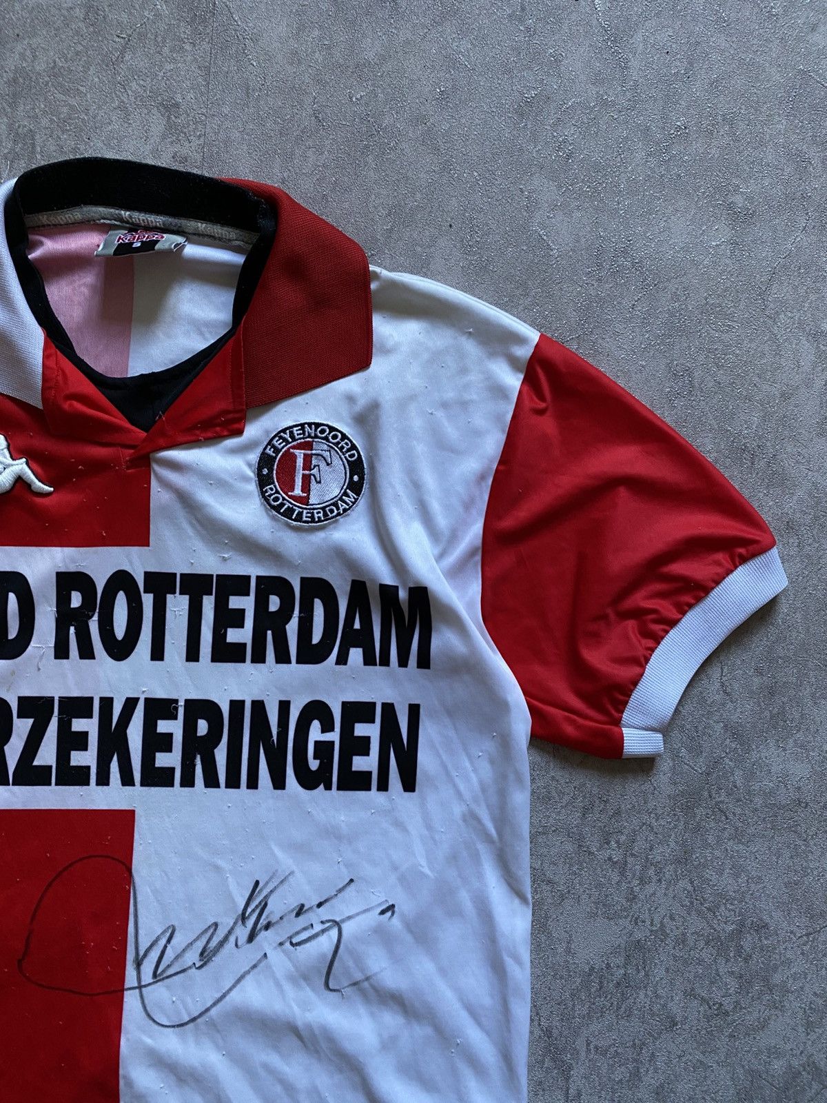 Kappa SIGNED By Dirk Kuyt 2004/05 Feyenoord Rotterdam Home Jersey Size US S / EU 44-46 / 1 - 5 Thumbnail