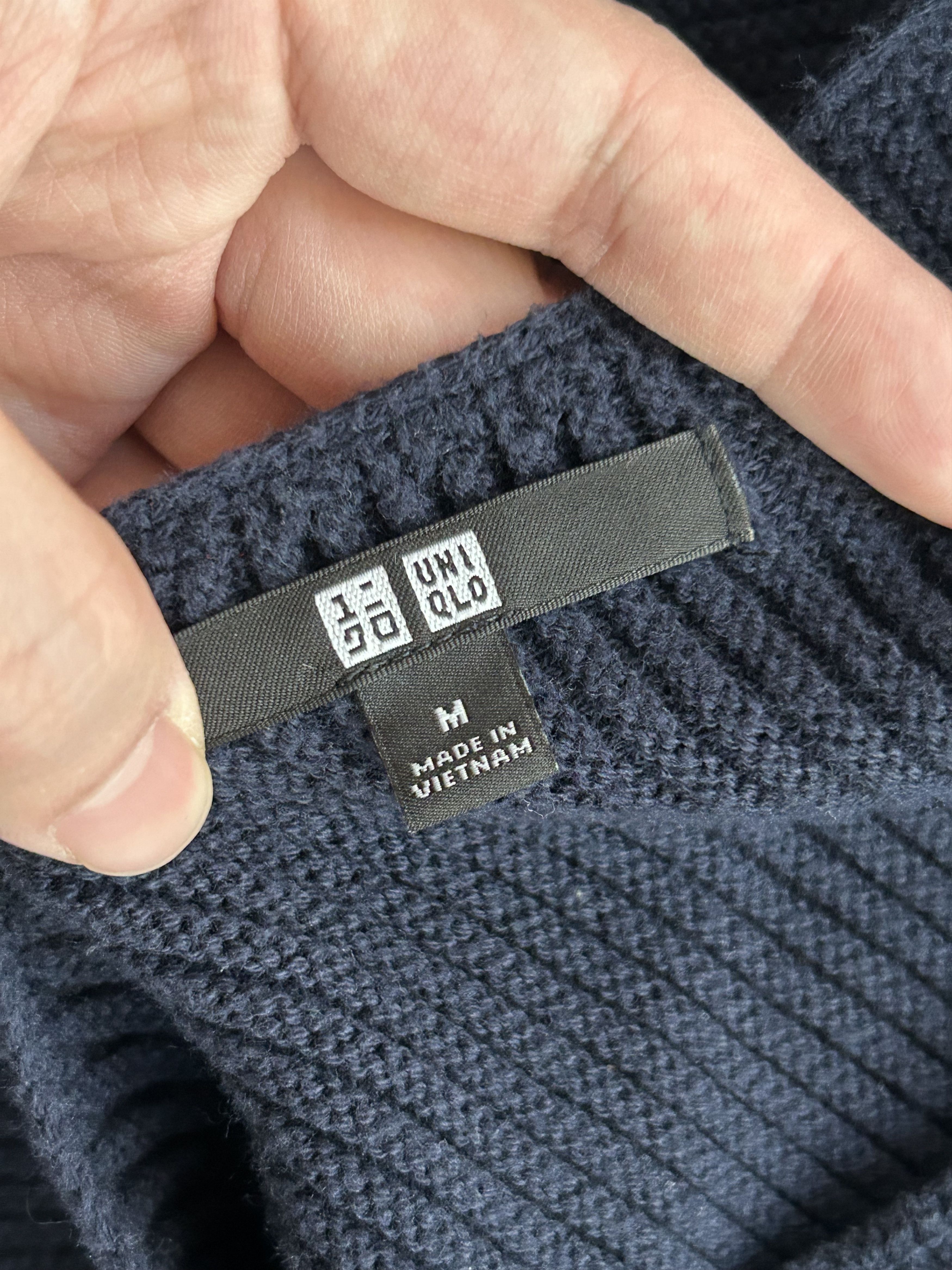 Uniqlo Uniqlo 3D Knit Cotton Ribbed Boat Neck Sweater Navy Size M / US 6-8 / IT 42-44 - 3 Thumbnail